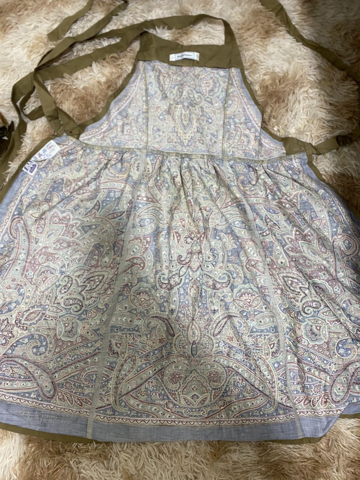 Yves Saint Laurent YSL Vintage Batik-Style Apron – Made in Japan Rare ELK Label Size ONE SIZE - 3 Thumbnail