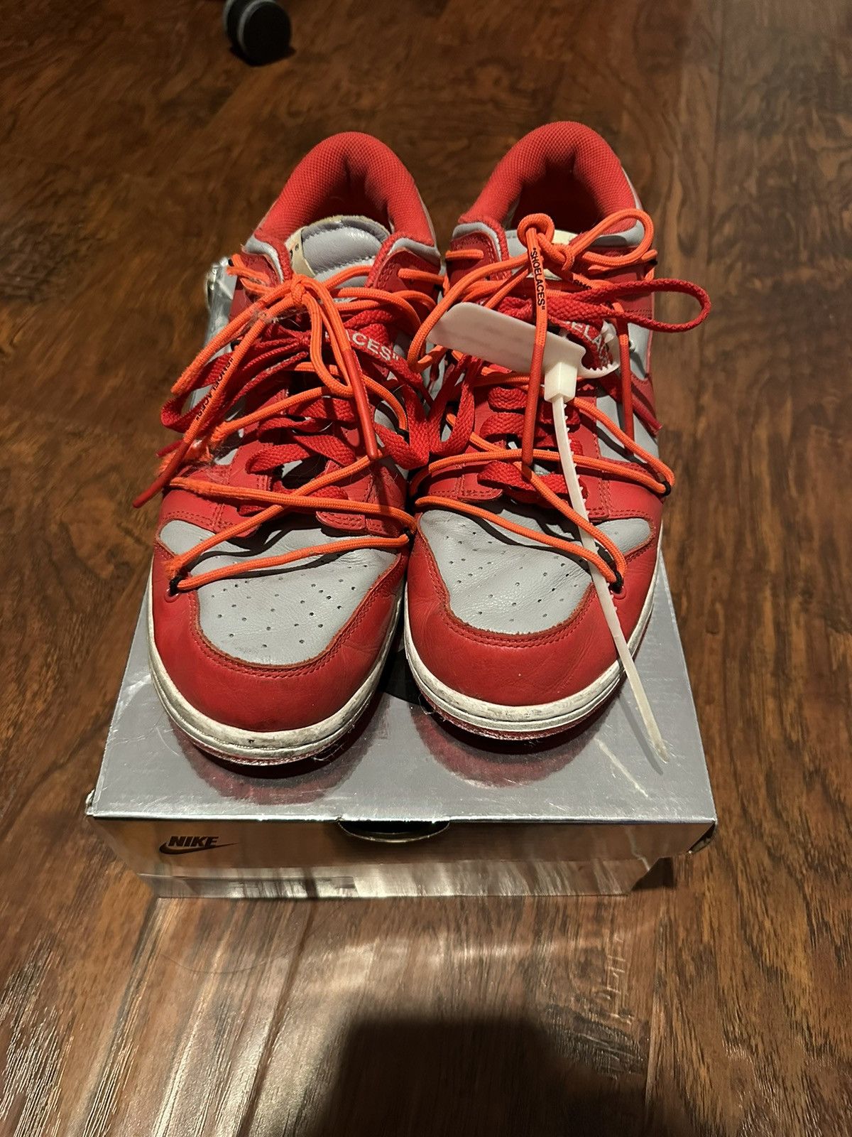 image of Nike Dunk Low Off-Whiteuniversity Red Shoes, Men's (Size 10)
