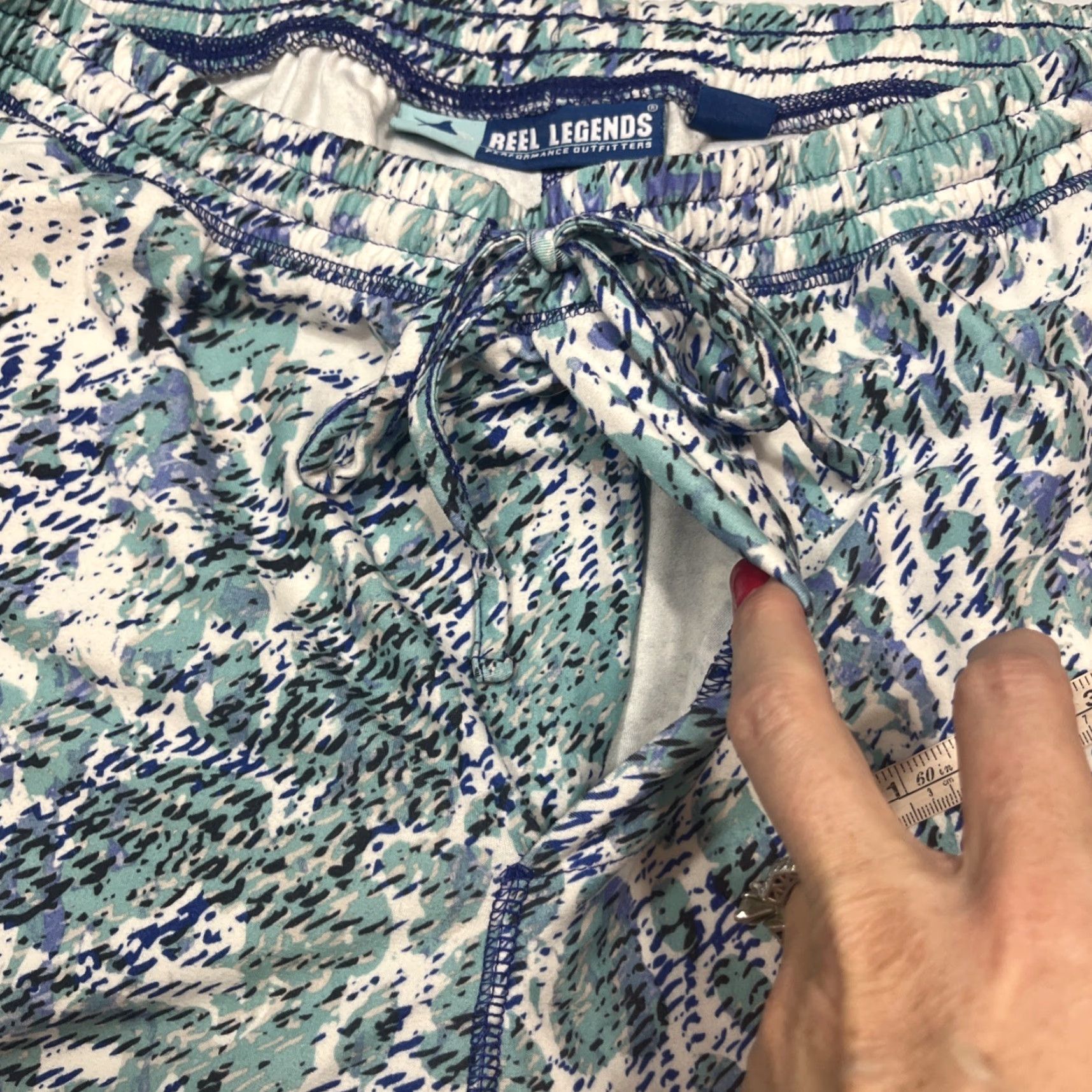IDEA VINTAGE Reel Legends 80s 90s Print Sweat Pants Joggers Mens M Blue Pockets Elastic Waist Tapered Geometric Logo 1980s 1990s Costume Idea Size US 31 - 7 Thumbnail