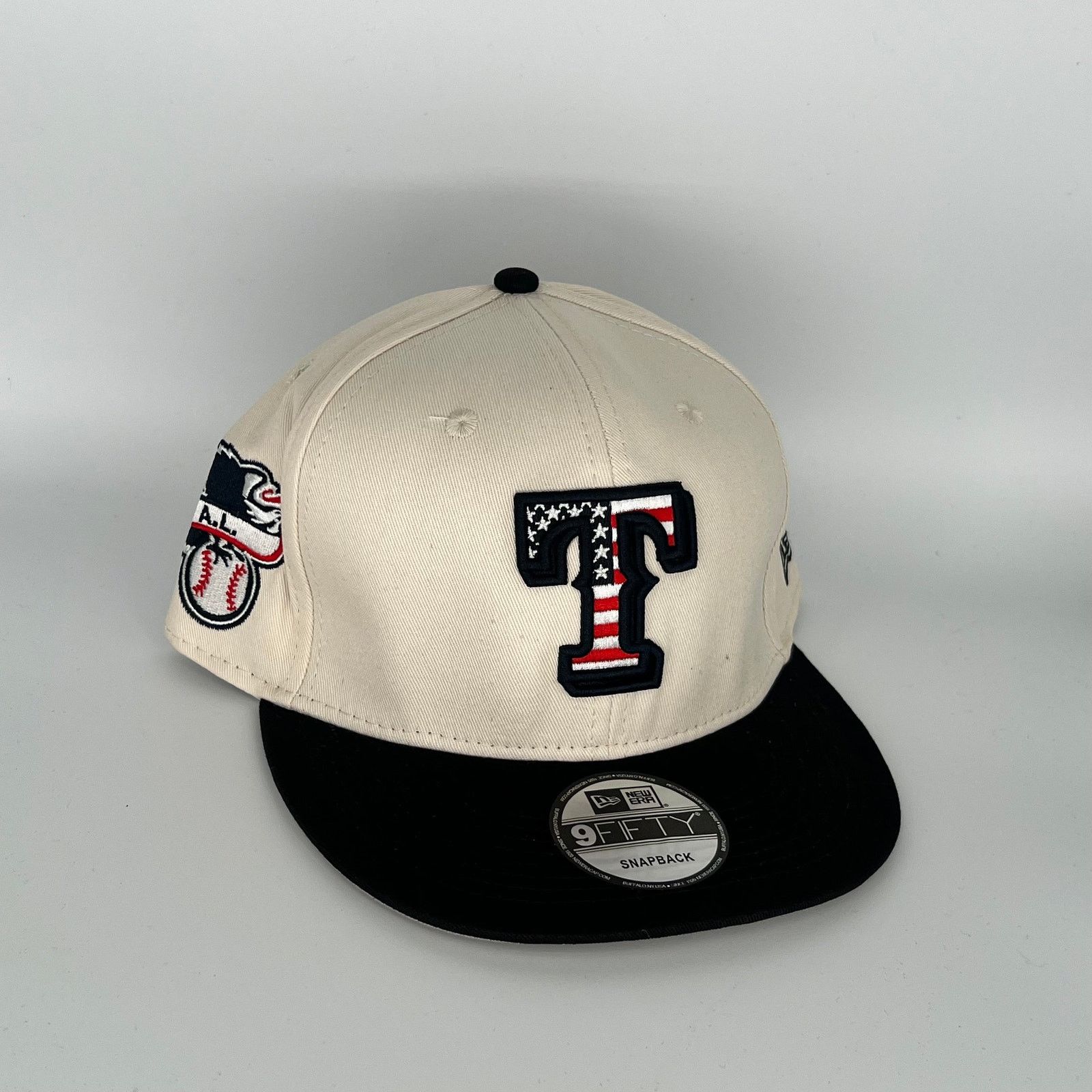 New Era White Black Texas Rangers A.L. Side Patch New Era MLB 9Fifty Size ONE SIZE - 1 Thumbnail