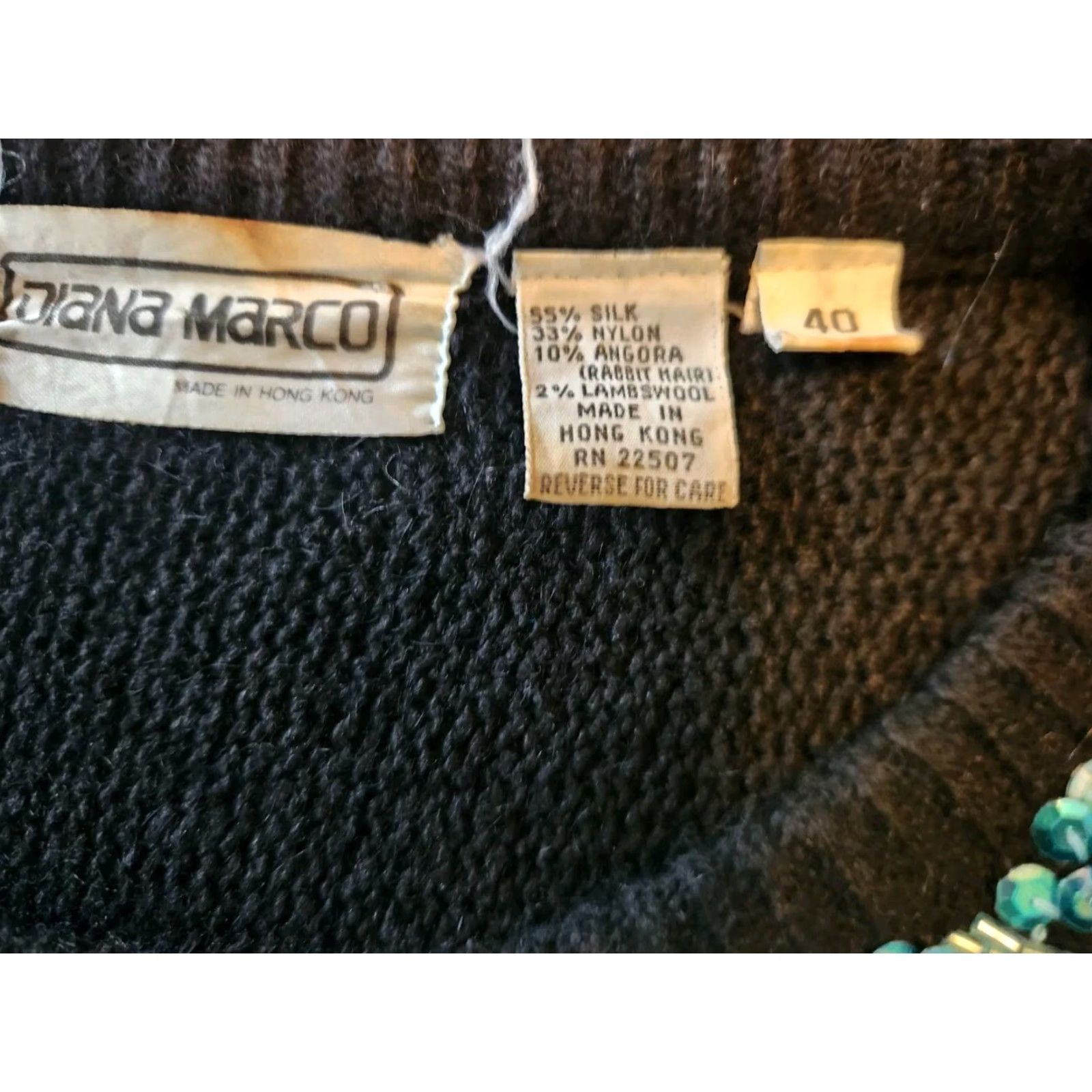 Vintage VINTAGE Diana Marco Sequin Collar Black Sweater XL Size XL / US 12-14 / IT 48-50 - 5 Thumbnail