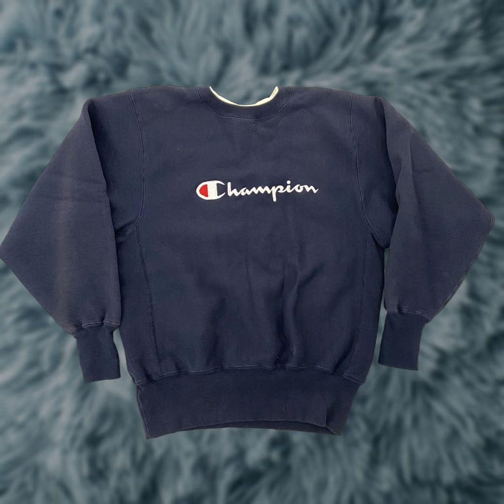 Champion VINTAGE Champion Reverse Weave Sweatshirt Crewneck Adult M Navy Blue Mens M 90s Sports Logo Embroidered Cotton Blend Sweatshirt Size US M / EU 48-50 / 2 - 1 Thumbnail