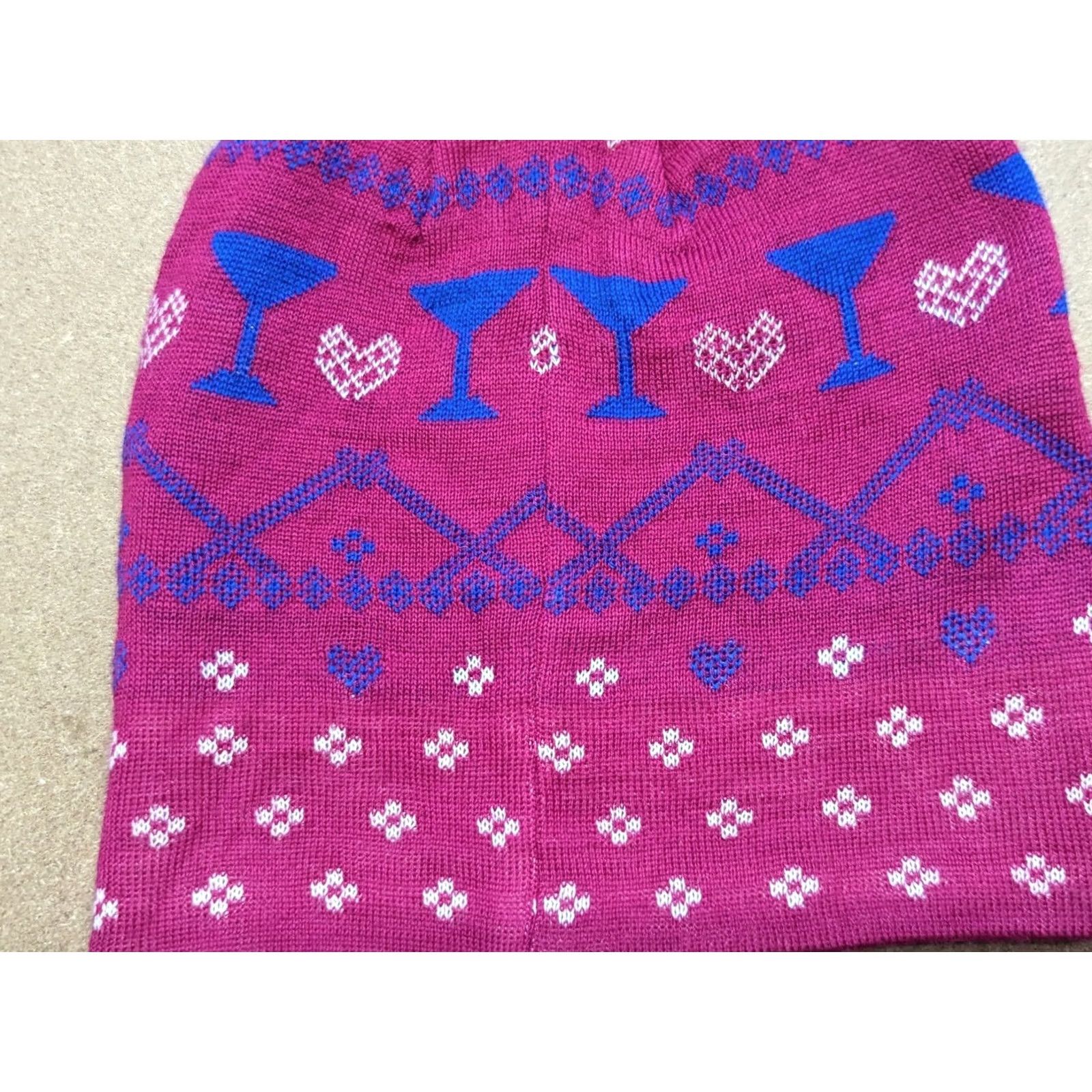 Vintage Moods of Norway Beanie Hat One Size Wool Blend Pink Cocktail Pom Pom Womens Size ONE SIZE - 3 Thumbnail
