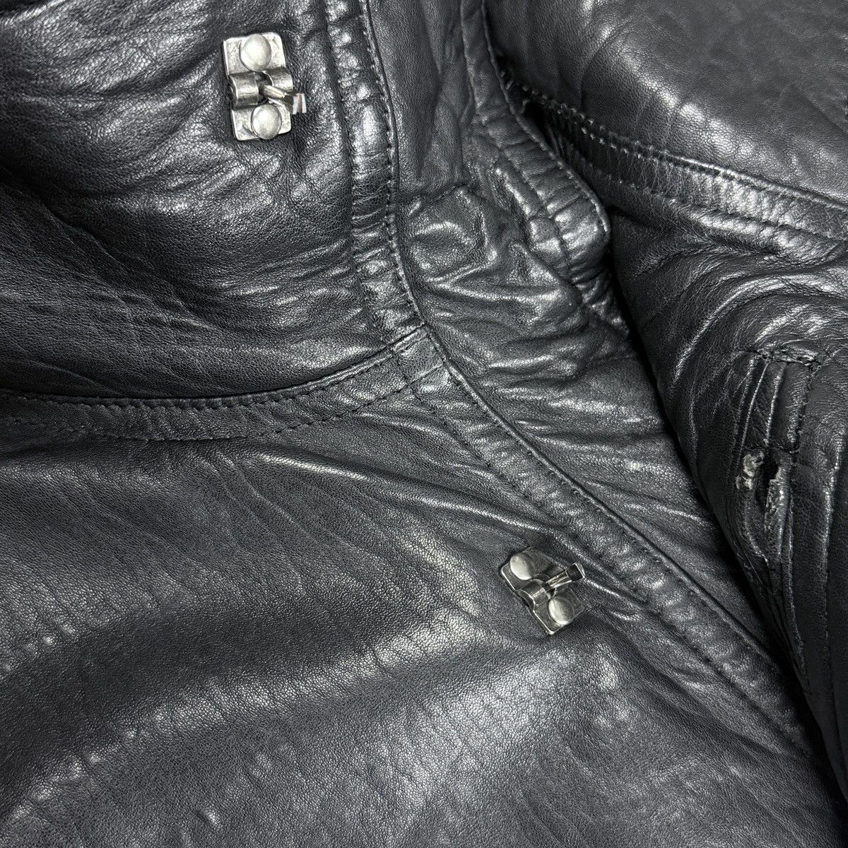 Marithe + Francois Girbaud Marithé & François Girbaud - 80’s Funnel-Neck Leather Coat Size US M / EU 48-50 / 2 - 4 Thumbnail