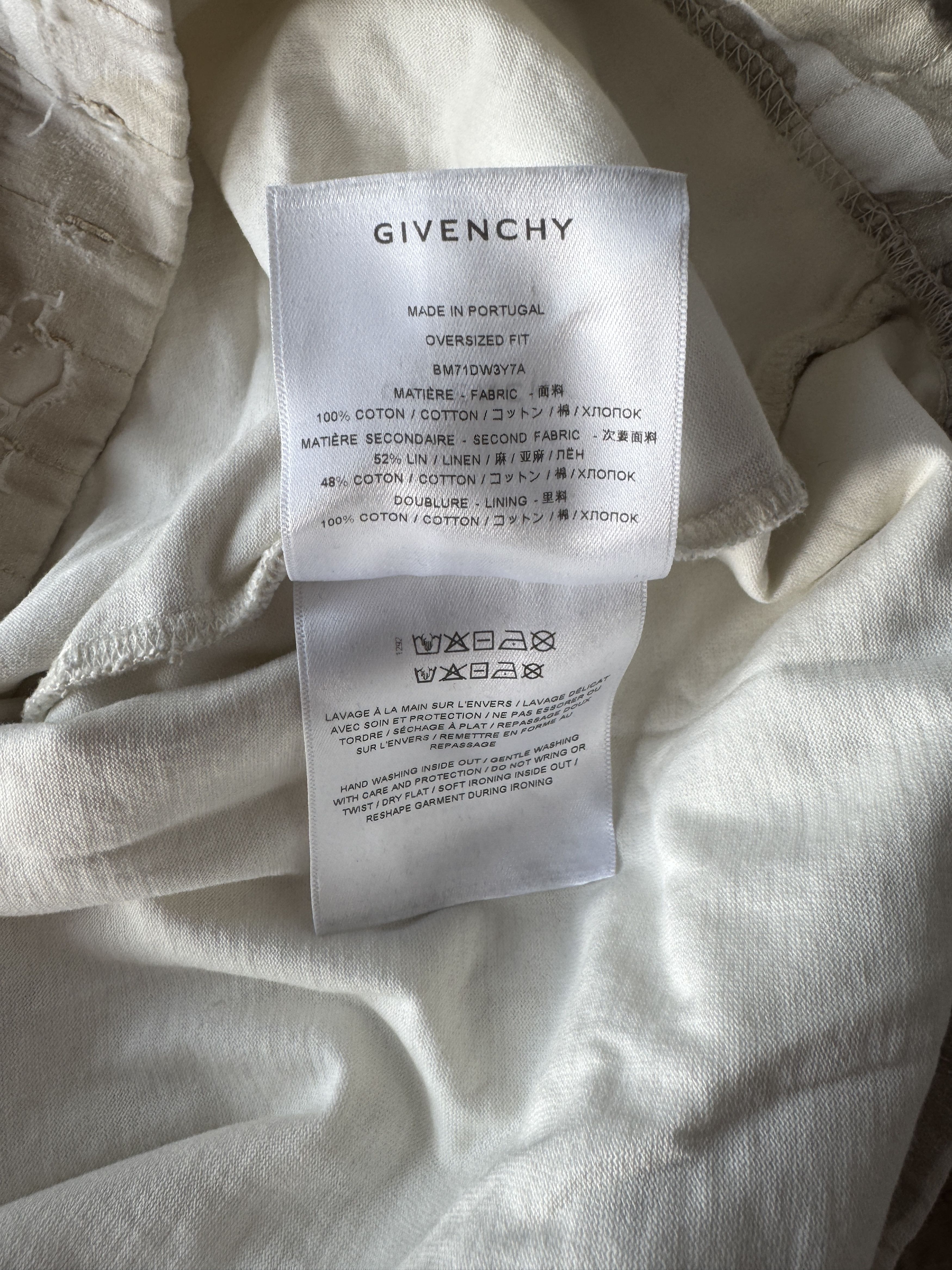 Givenchy Givenchy Oversized Distressed Cotton Jersey/Linen T-Shirt Size US XXL / EU 58 / 5 - 20 Thumbnail