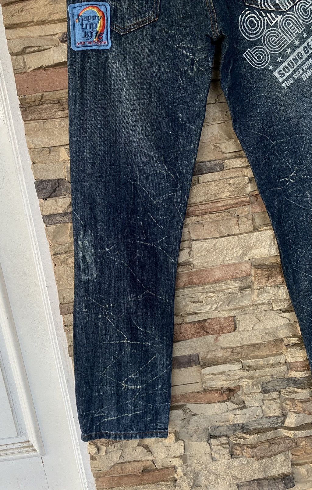 Japanese Brand Rare Flare Patchwork The Highest Hill Distressed Jeans Size US 33 - 17 Thumbnail