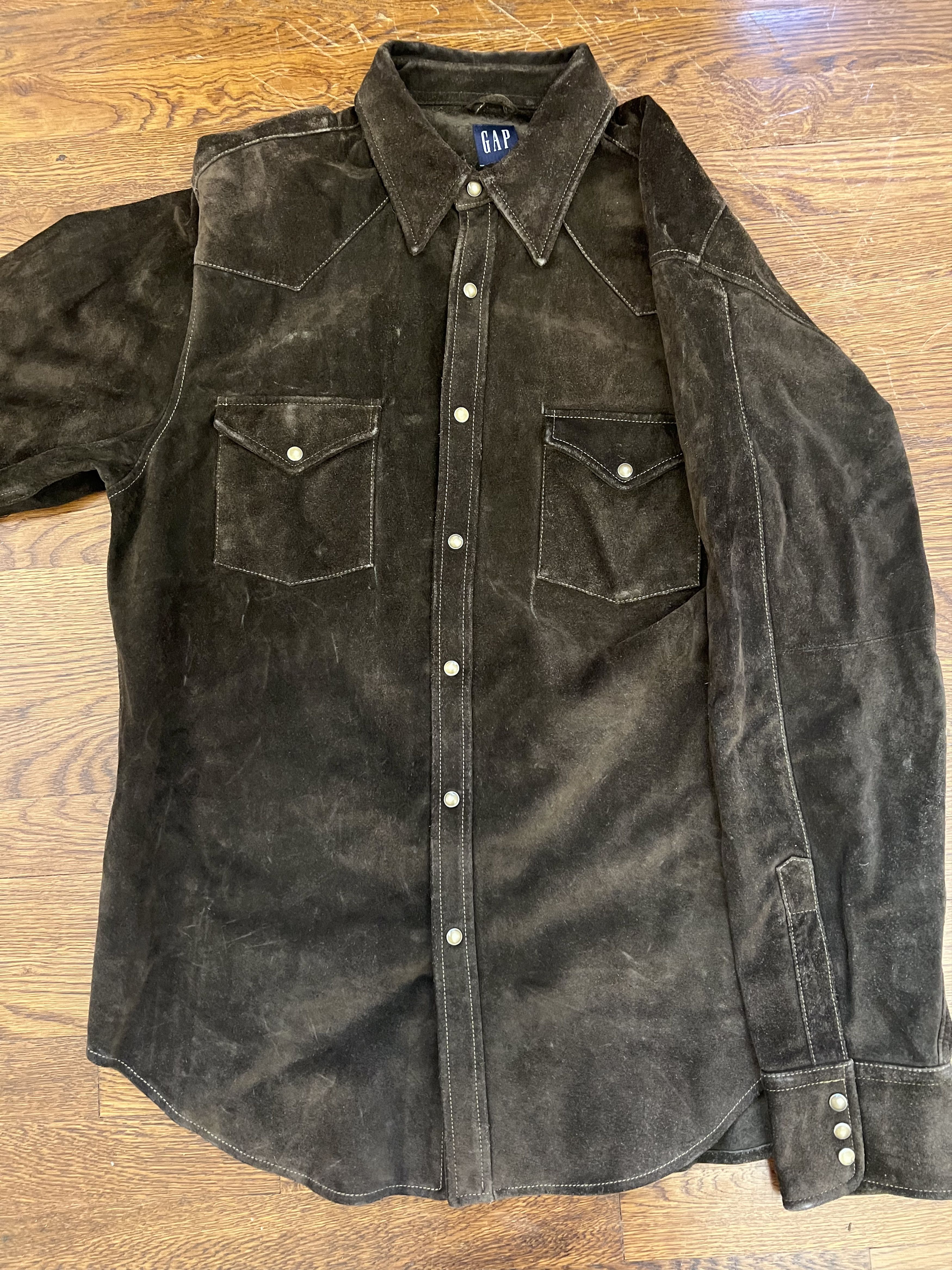Gap Cow split Suede Cowboy button up long sleeve