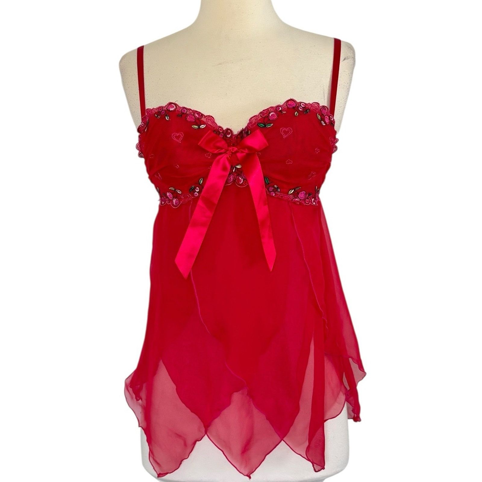 Victoria's Secret Vintage Y2K VICTORIA’S SECRET Cherry Embroidered Cami 34B Size ONE SIZE - 3 Thumbnail