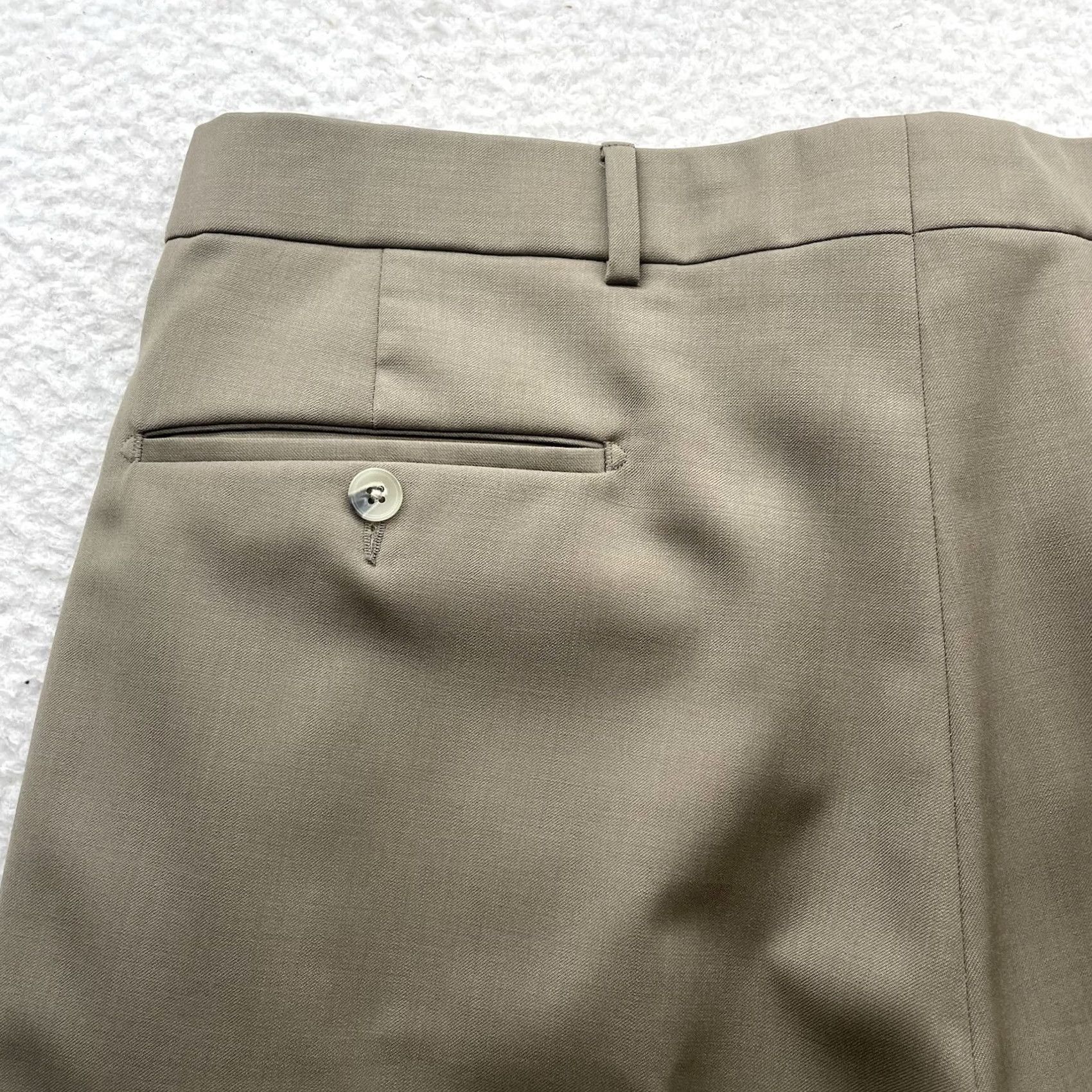 Vintage BALLIN Dress Pants Mens 37x32 Wool Khaki Brown Comfort-EZE Super 120s Size US 37 - 7 Thumbnail