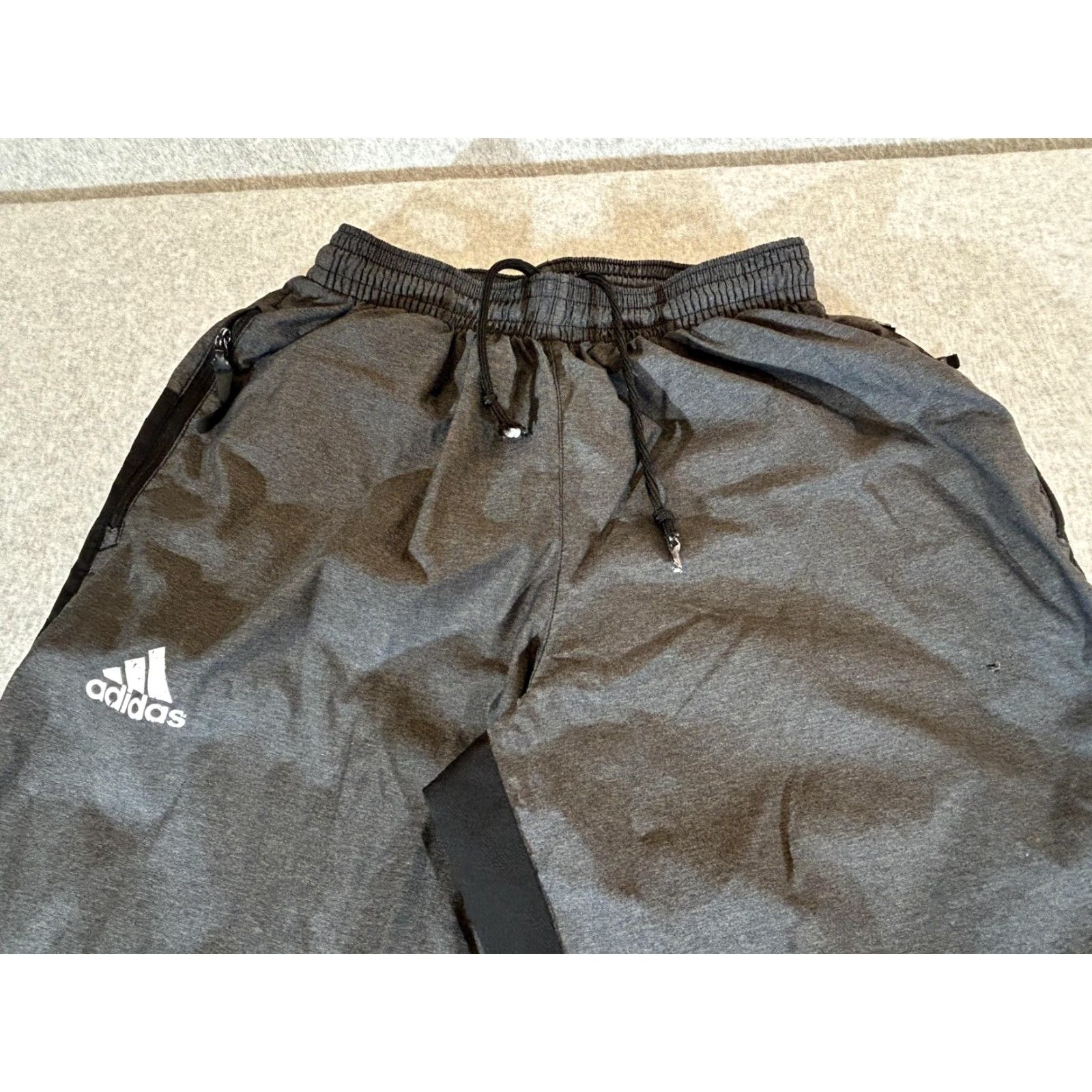 Adidas Adidas Pants Men S Gray Track Lined Warm Up Athletic Running Gym Size US 29 - 2 Thumbnail