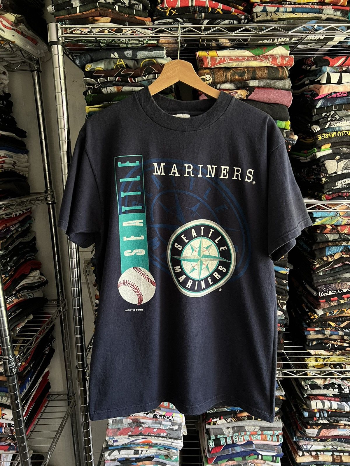 Logo 7 1995 Seattle Marines Logo 7 Baseball Team Tultex Tee Size US L / EU 52-54 / 3 - 1 Thumbnail