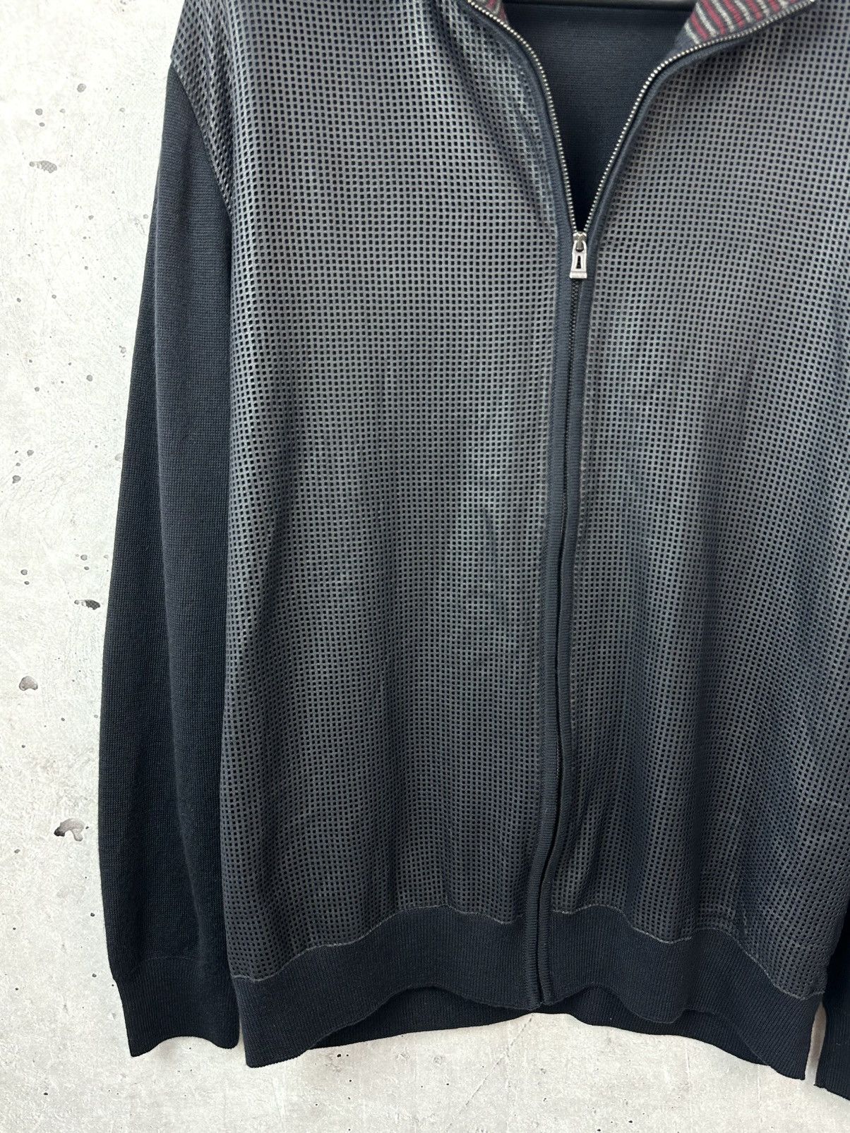 Hugo Boss Vintage Hugo Boss Leather-Wool Navy Blue Knit Bomber Jacket Size US XL / EU 56 / 4 - 4 Thumbnail
