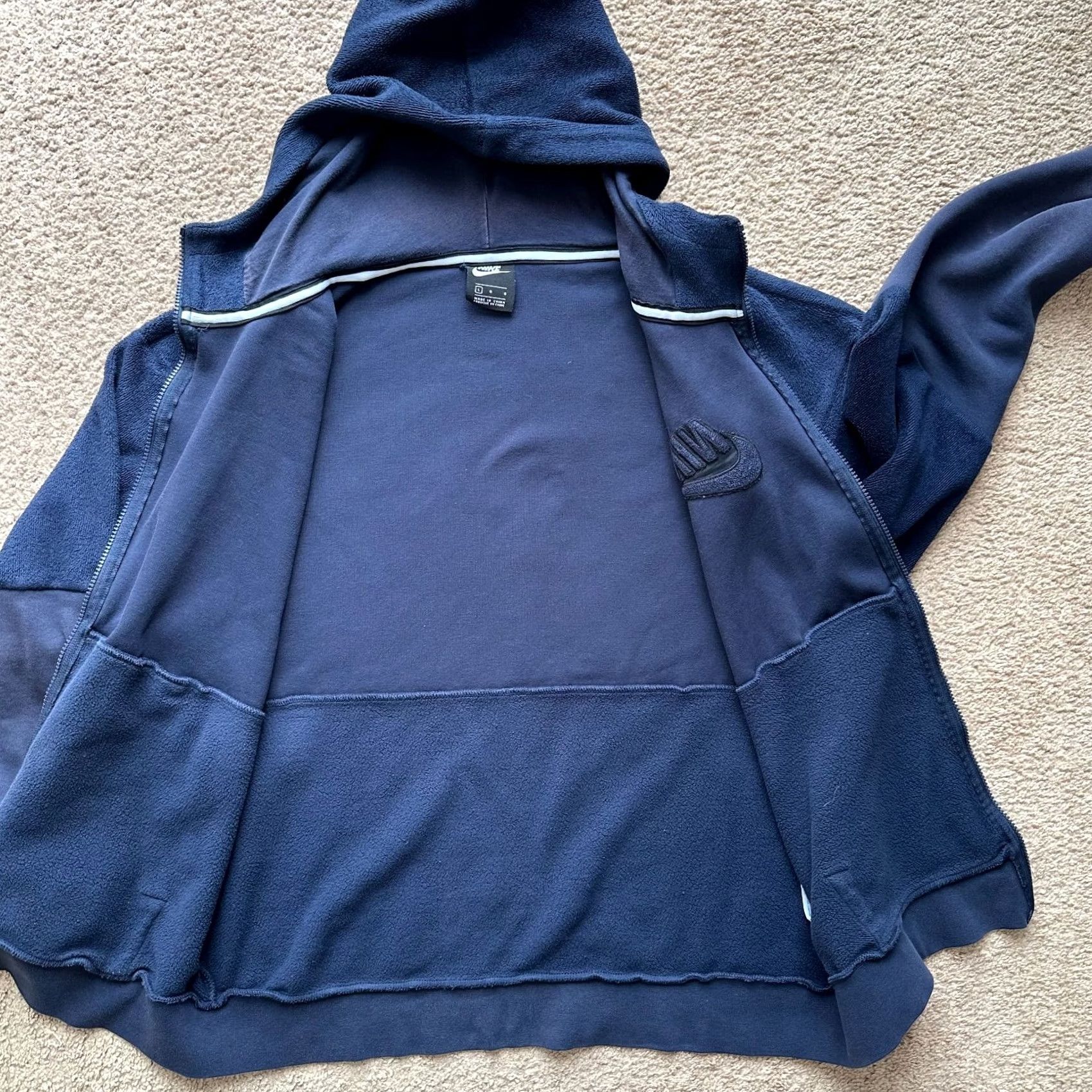 Nike Nike Hoodie Mens Large Full Zip Fleece Sweatshirt Blue Pockets Stain Size US L / EU 52-54 / 3 - 3 Thumbnail