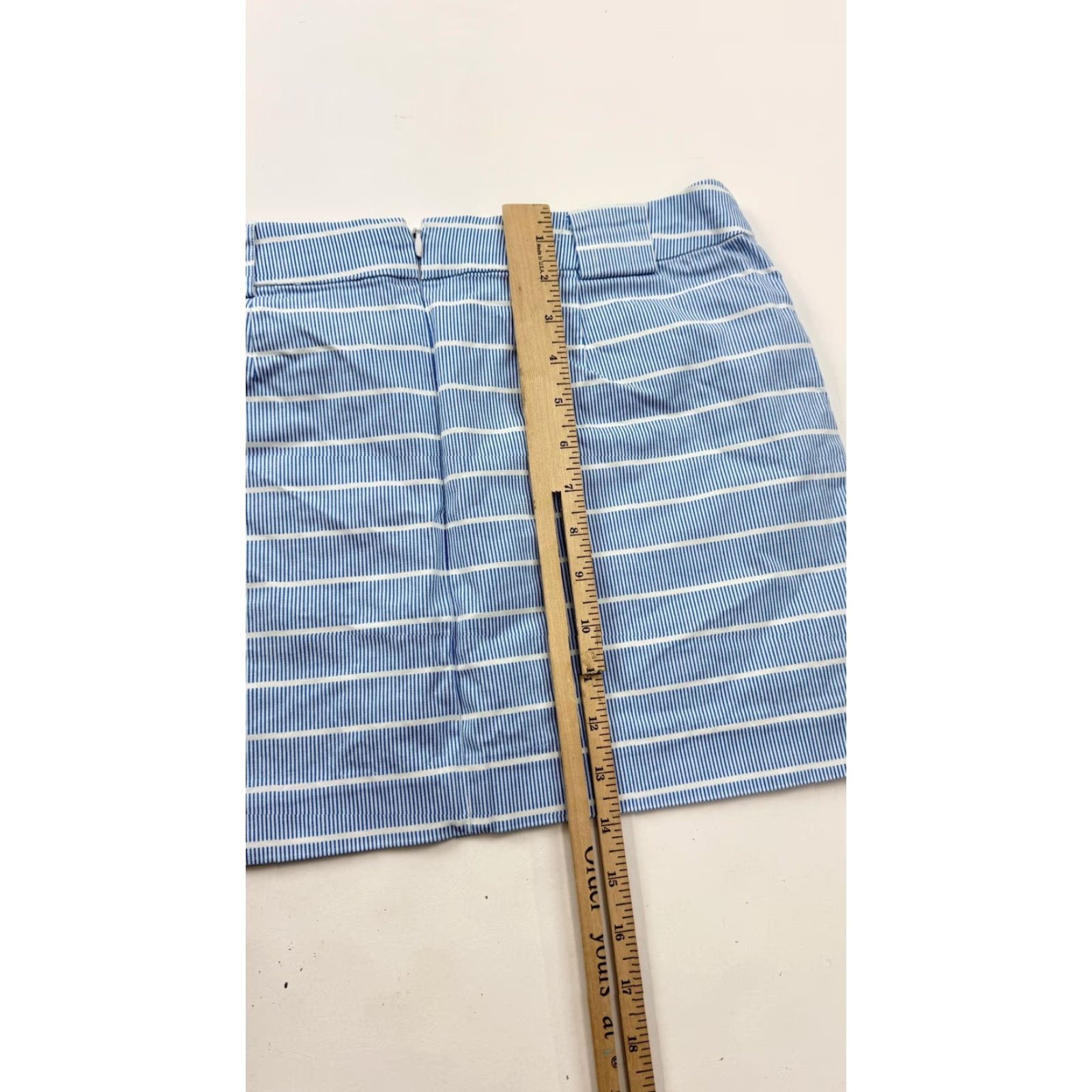 Vintage Kate Spade Saturday Skirt Womens 4 Blue White Stripe Mini Casual Stretch Cotton Size 27" / US 4 / IT 40 - 6 Thumbnail