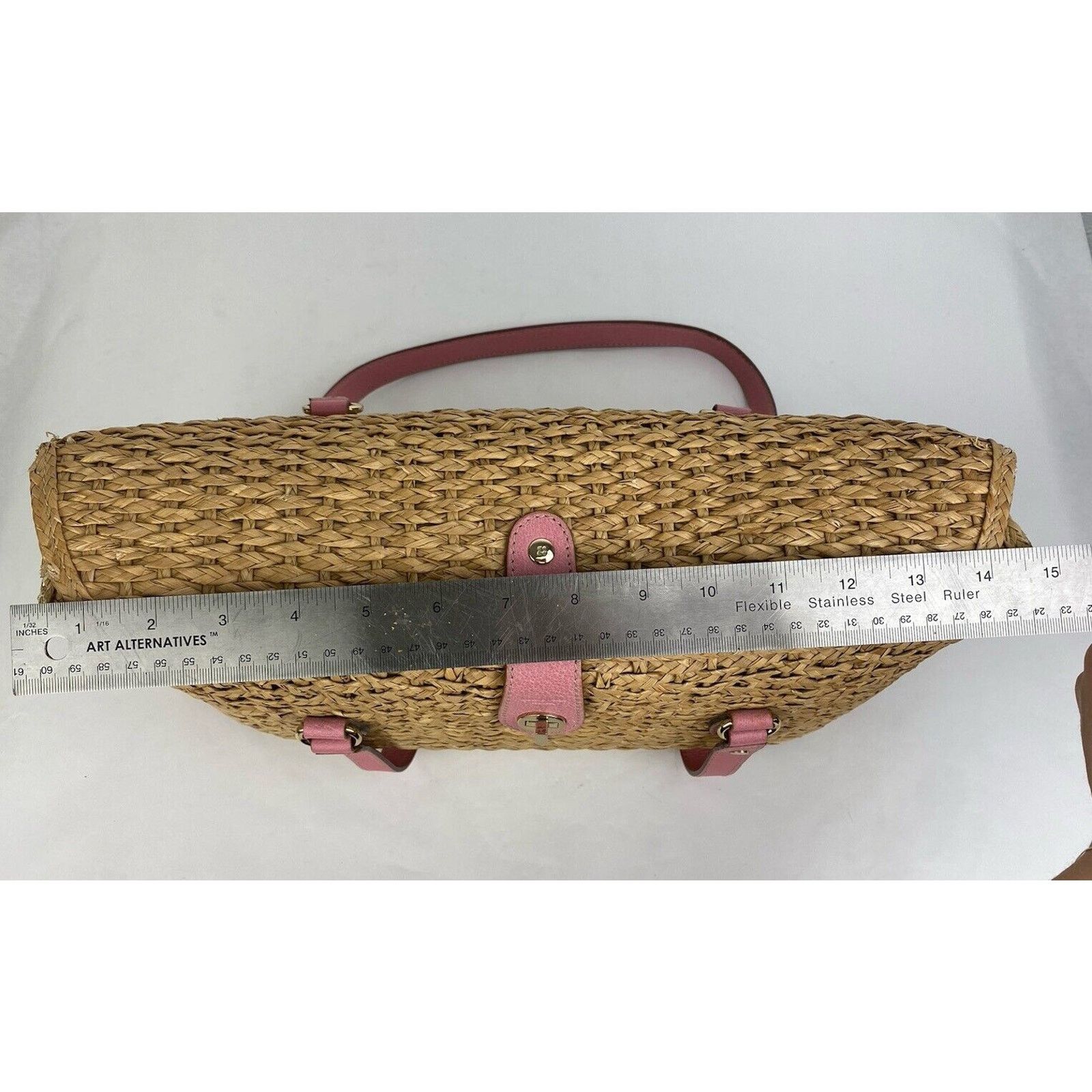 Kate Spade Kate Spade Straw Picnic Wine Bag Purse Basket Pink Leather Size ONE SIZE - 21 Thumbnail