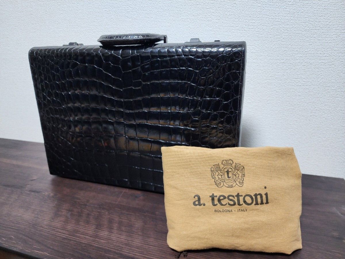Testoni NEW €22000 CROCODILE SKIN LEATHER ATTACHE CASE BRIEFCASE BAG Size ONE SIZE - 1 Thumbnail