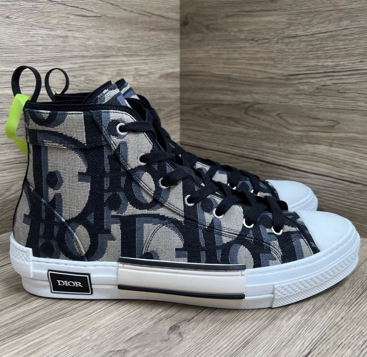 Dior Dior B23 Beige Black All-over Print High-Top Sneakers J41 Size US 12 / EU 45 - 3 Thumbnail