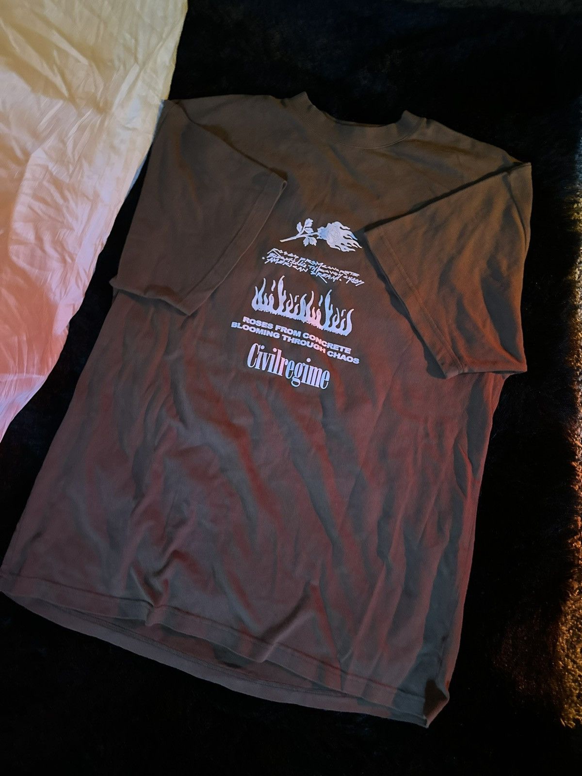Civil Regime Civil Regime Flaming Rose Graphic T-Shirt Size M Brown/White Size US S / EU 44-46 / 1 - 2 Thumbnail