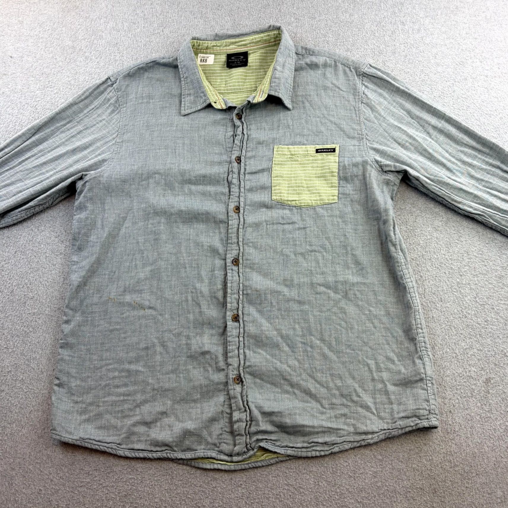 Oakley Oakley Shirt Mens L Gray Chambray Long Sleeve Button Up Contrast Pocket Size US L / EU 52-54 / 3 - 2 Thumbnail