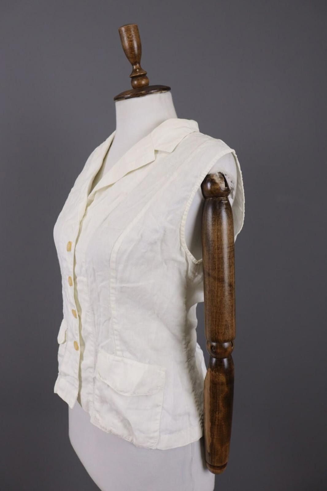 120% Lino 120% Lino White Linen Vest Cardigan Sweater Size 44 Size M / US 6-8 / IT 42-44 - 6 Thumbnail