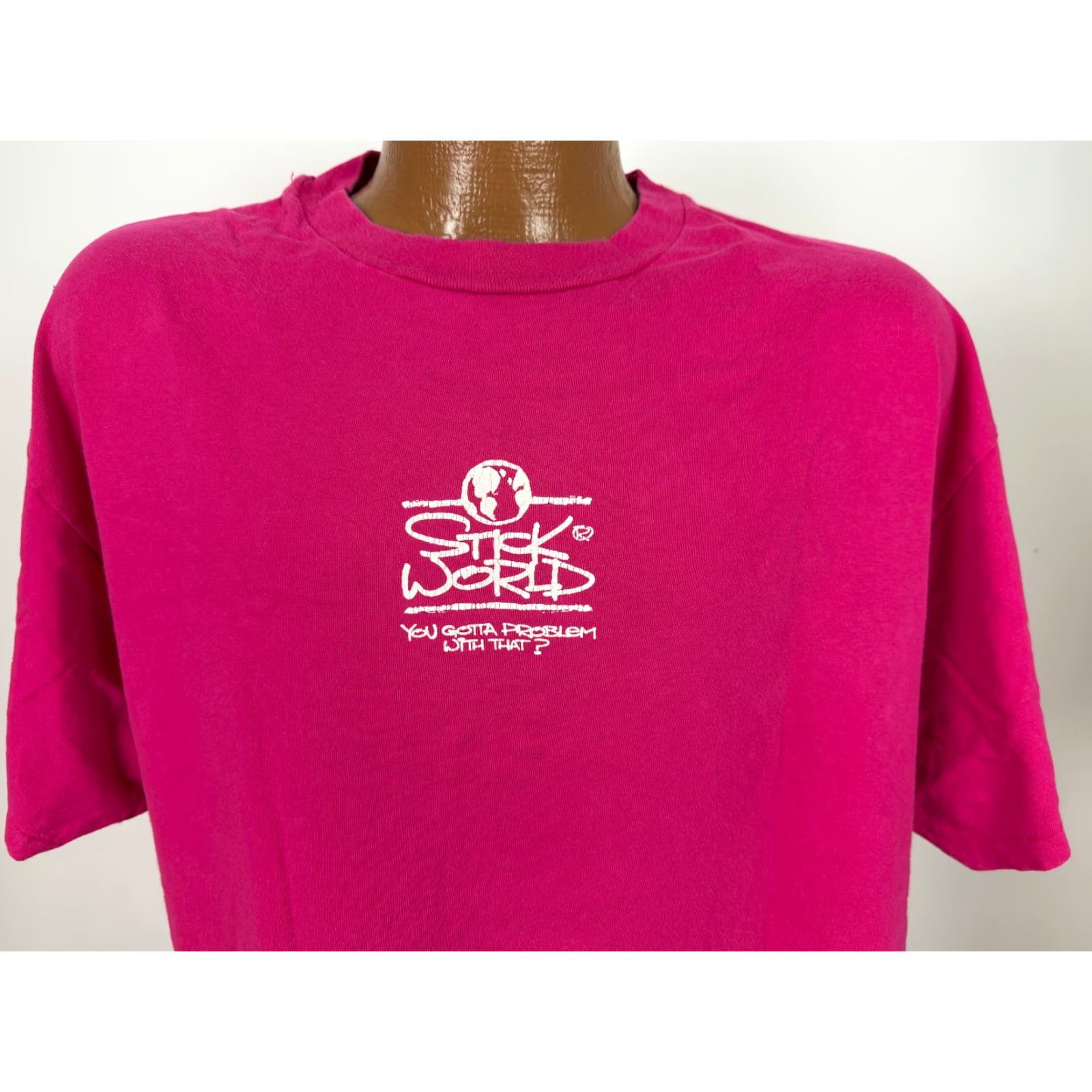 Hanes Vintage Hanes 90s Stick World T-Shirt XL Pink Graphic Short Sleeve Crew Neck Mens Size US XL / EU 56 / 4 - 3 Thumbnail