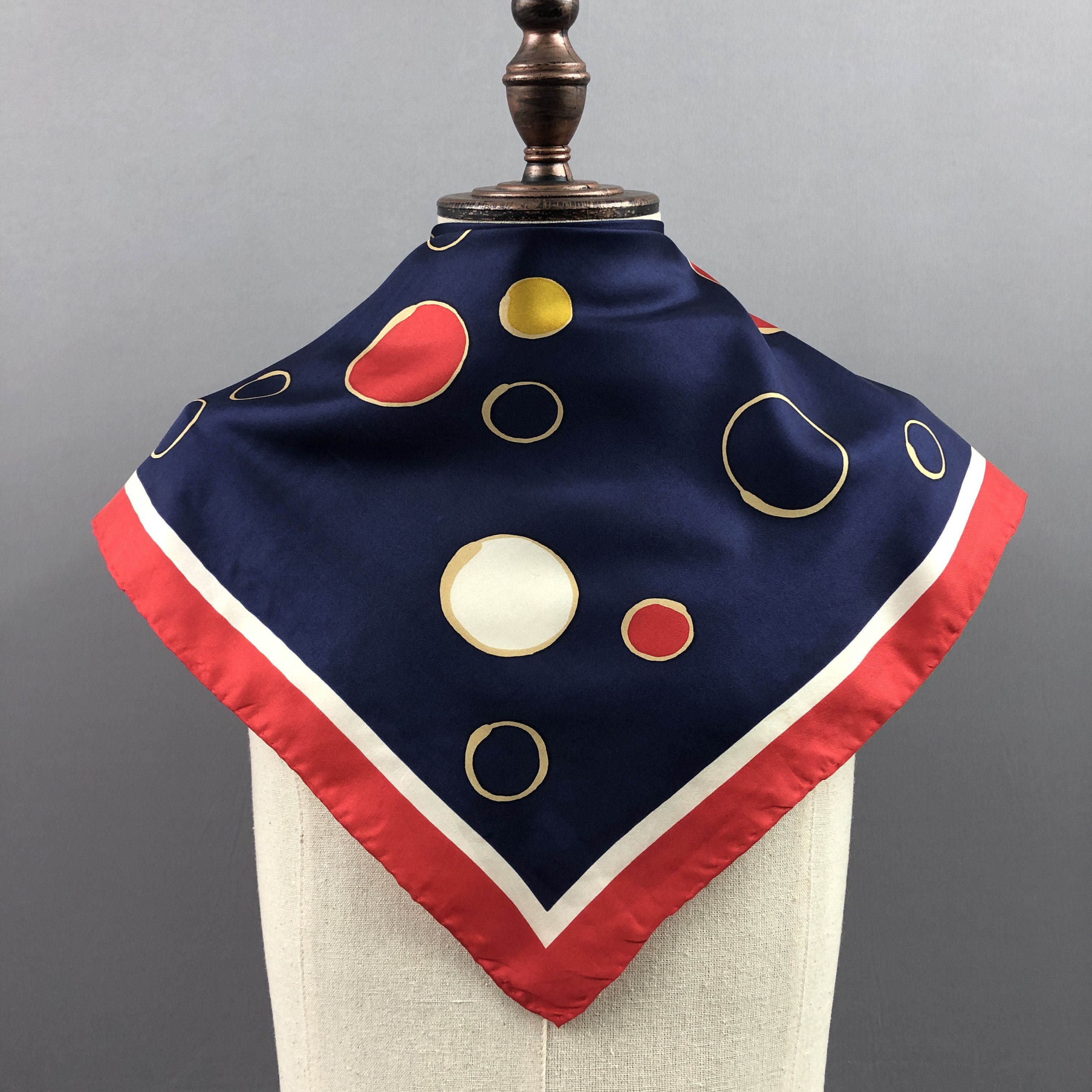 Japanese Brand Vintage Polka Dot SILK Scarf Twill Stole Wraps Scarves Size ONE SIZE - 2 Thumbnail