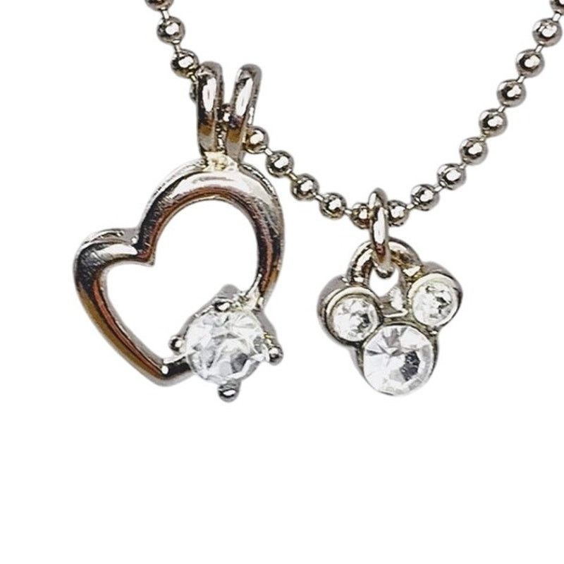 Disney Disney Mickey Mouse Silver-Toned Heart Necklace Rhinestone Size ONE SIZE - 1 Thumbnail
