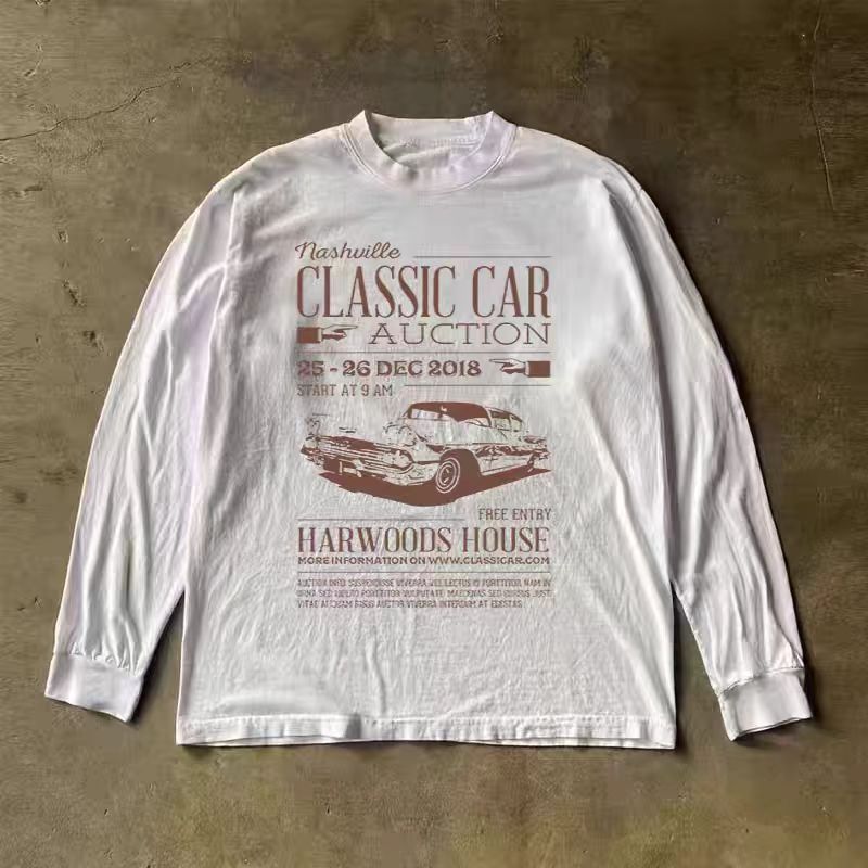 Japanese Brand White casual retro classic car print long-sleeved t-shirt Size US M / EU 48-50 / 2 - 1 Thumbnail