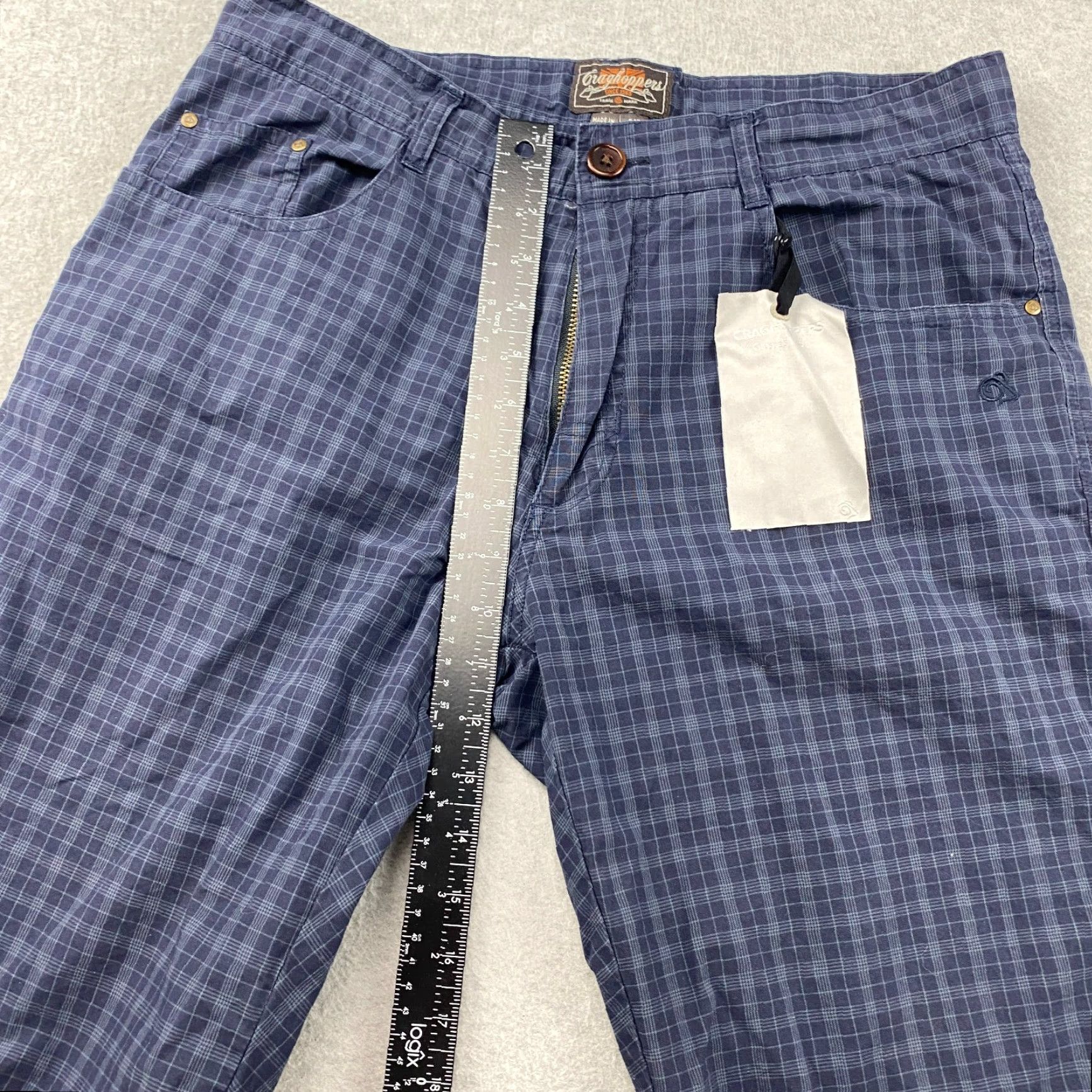 Vintage Craghoppers Shorts Mens 34 Blue Check Plaid Flat Front Pockets Glasses Wipe Size US 34 / EU 50 - 4 Thumbnail