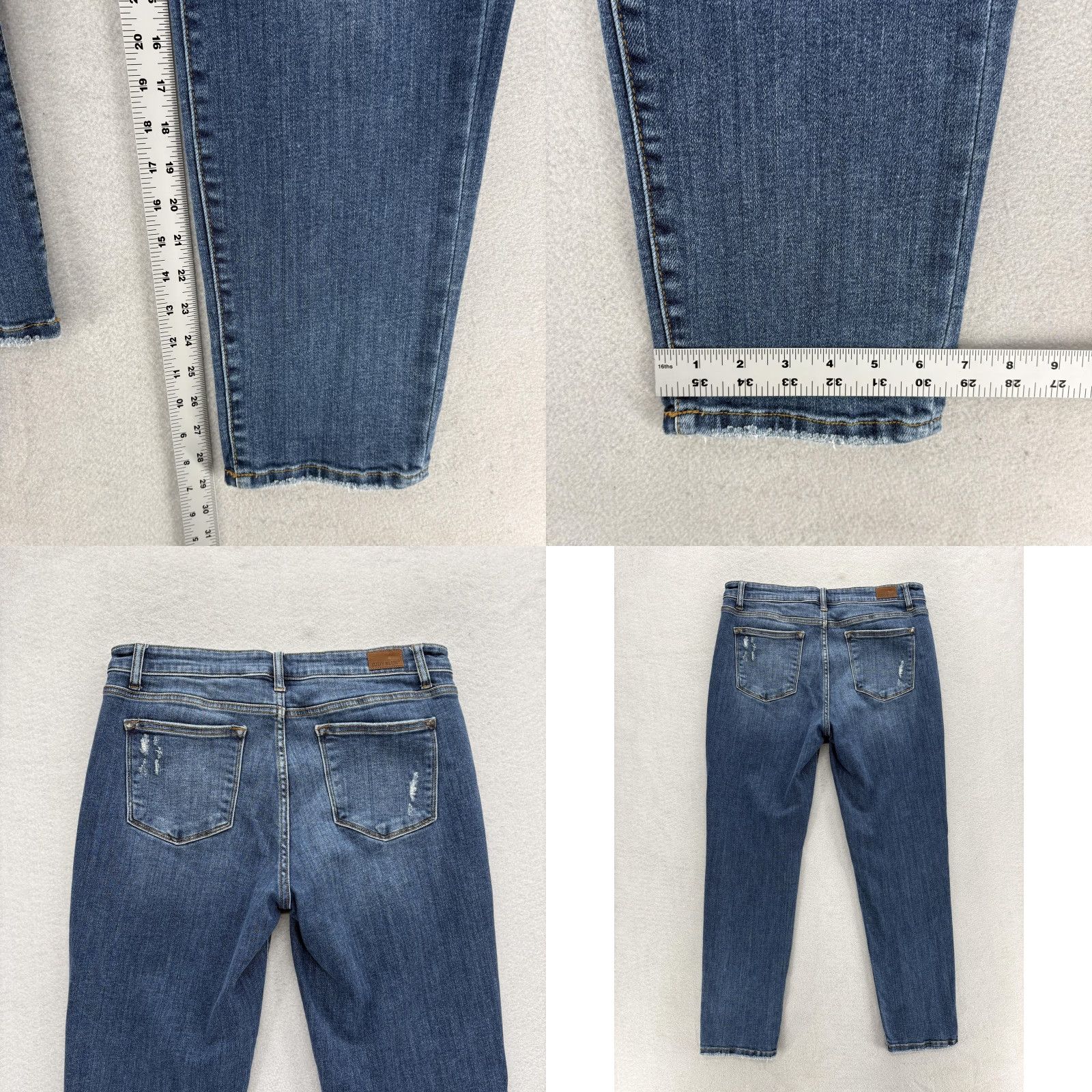 Denime Judy Blue Jeans Womens 13/31 Straight Fit Blue Mid Rise Distressed Stretch Denim Jeans Women Slim Pocket 5-Pocket Fall Vintage: No, etc Size 24" / US 00 / IT 34 - 8 Thumbnail