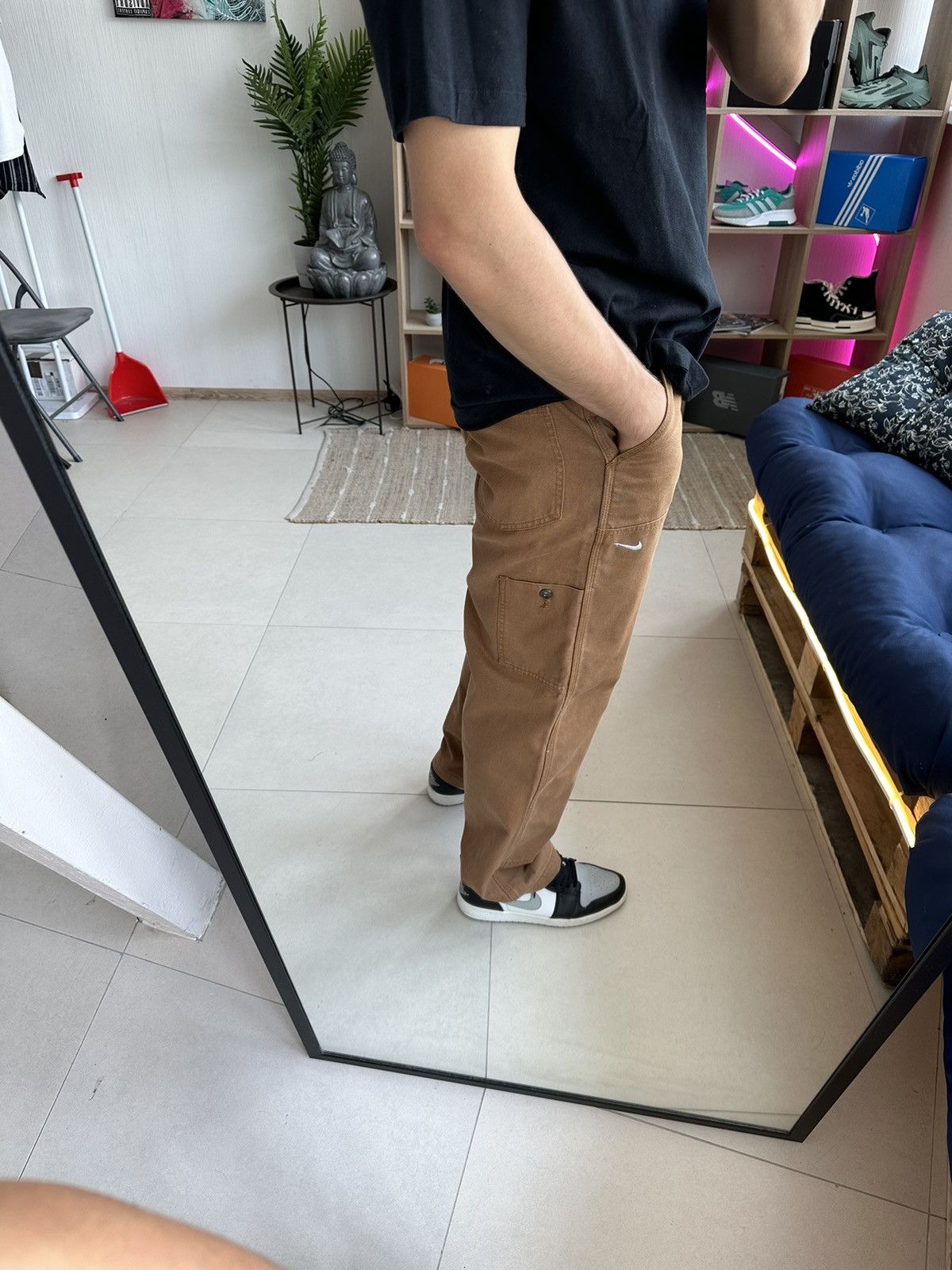 Other Nike Double Panel Heavyweight Cotton Cargo Pants Men Brown M Size US 32 / EU 48 - 9 Thumbnail