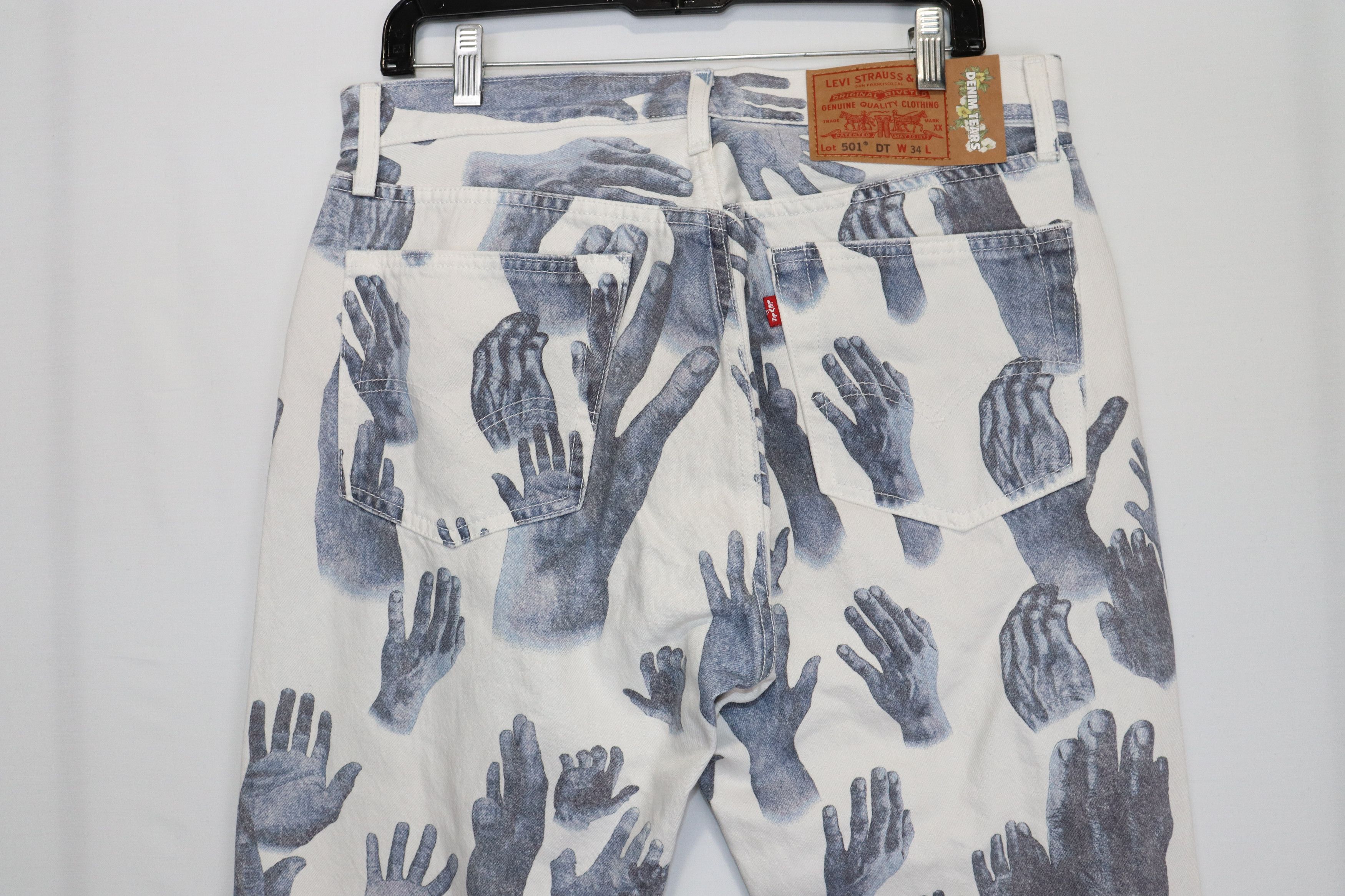 DENIM TEARS × Levi's o1rshd10124 “Indigo Hands” Denim Tears Jeans in White/Grey Size US 34 / EU 50 - 8 Thumbnail