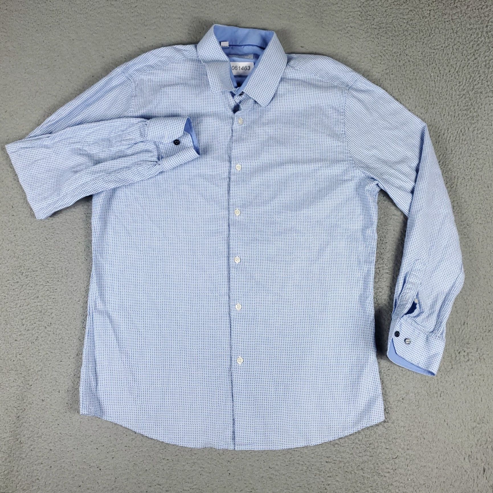 Vintage Duchamp Mens Dress Shirt Blue 17.5 XL Long Sleeve Button Up Collared 100% Cotton Size 46R - 2 Thumbnail