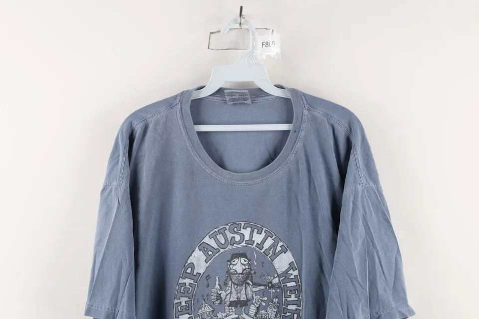 Vintage Vintage 90s Streetwear Stonewash Austin Weird Texas T-Shirt Size US XL / EU 56 / 4 - 2 Thumbnail