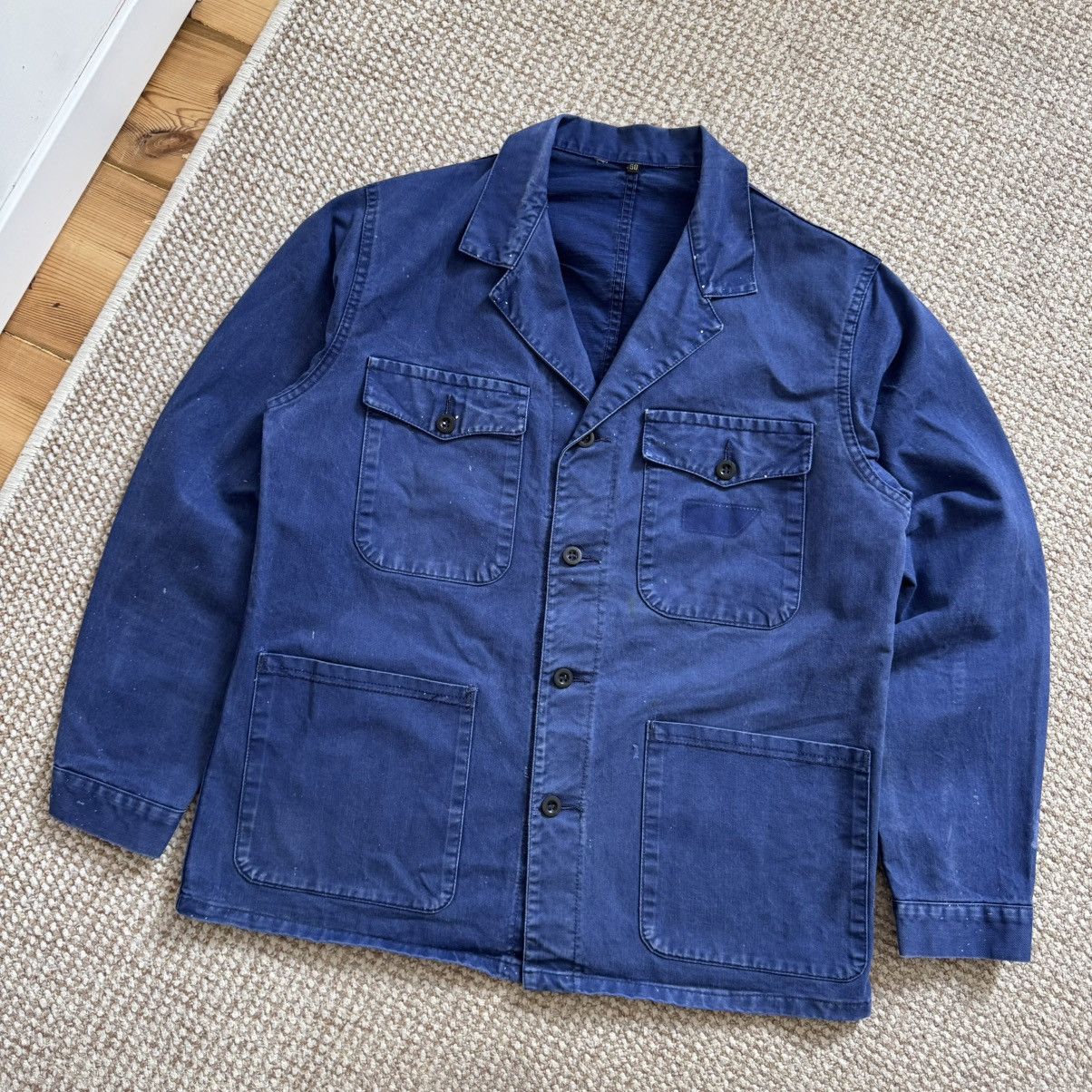 Sun faded french stained vintage workwear jacket