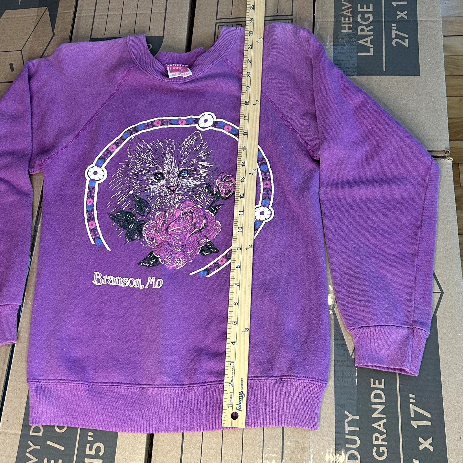 Hanes Vintage Purple Kitten Sweatshirt Large Size US L / EU 52-54 / 3 - 5 Thumbnail