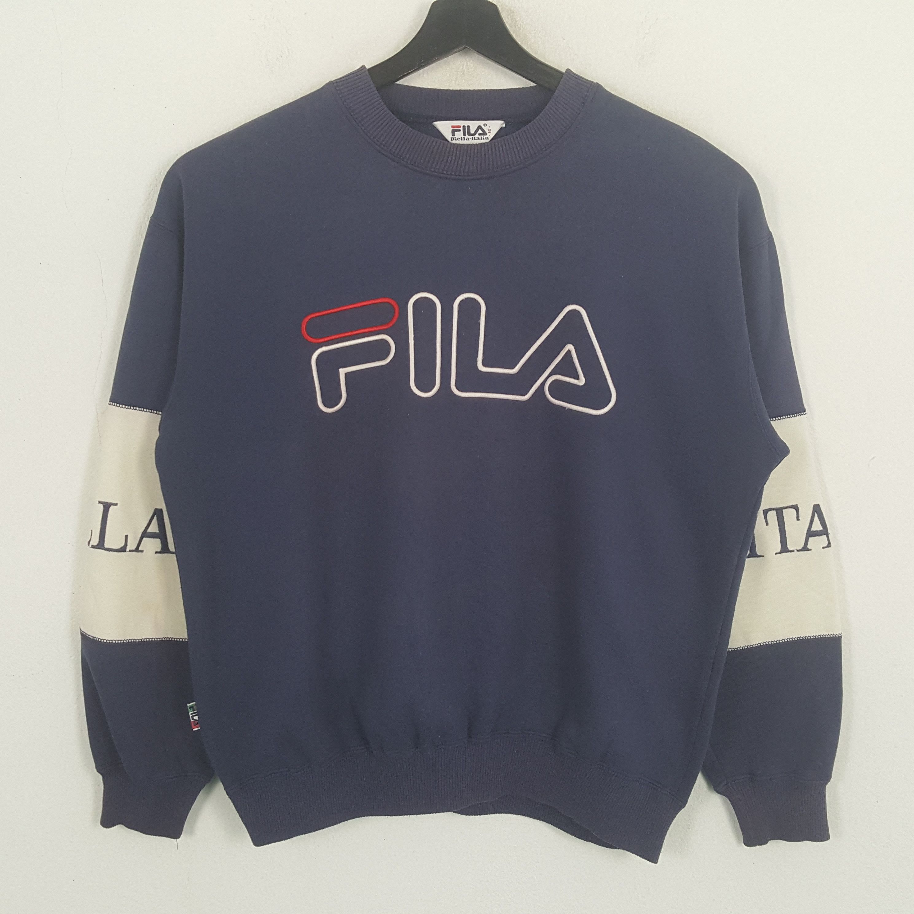 Fila × Vintage Fila Biella Italia Spellout Design Sweatshirt Size US L / EU 52-54 / 3 - 1 Thumbnail