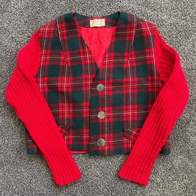 Pendleton Pendleton Women’s M/L Red Plaid Tartan Virgin Wool Button Cr Size L / US 10 / IT 46 - 3 Thumbnail