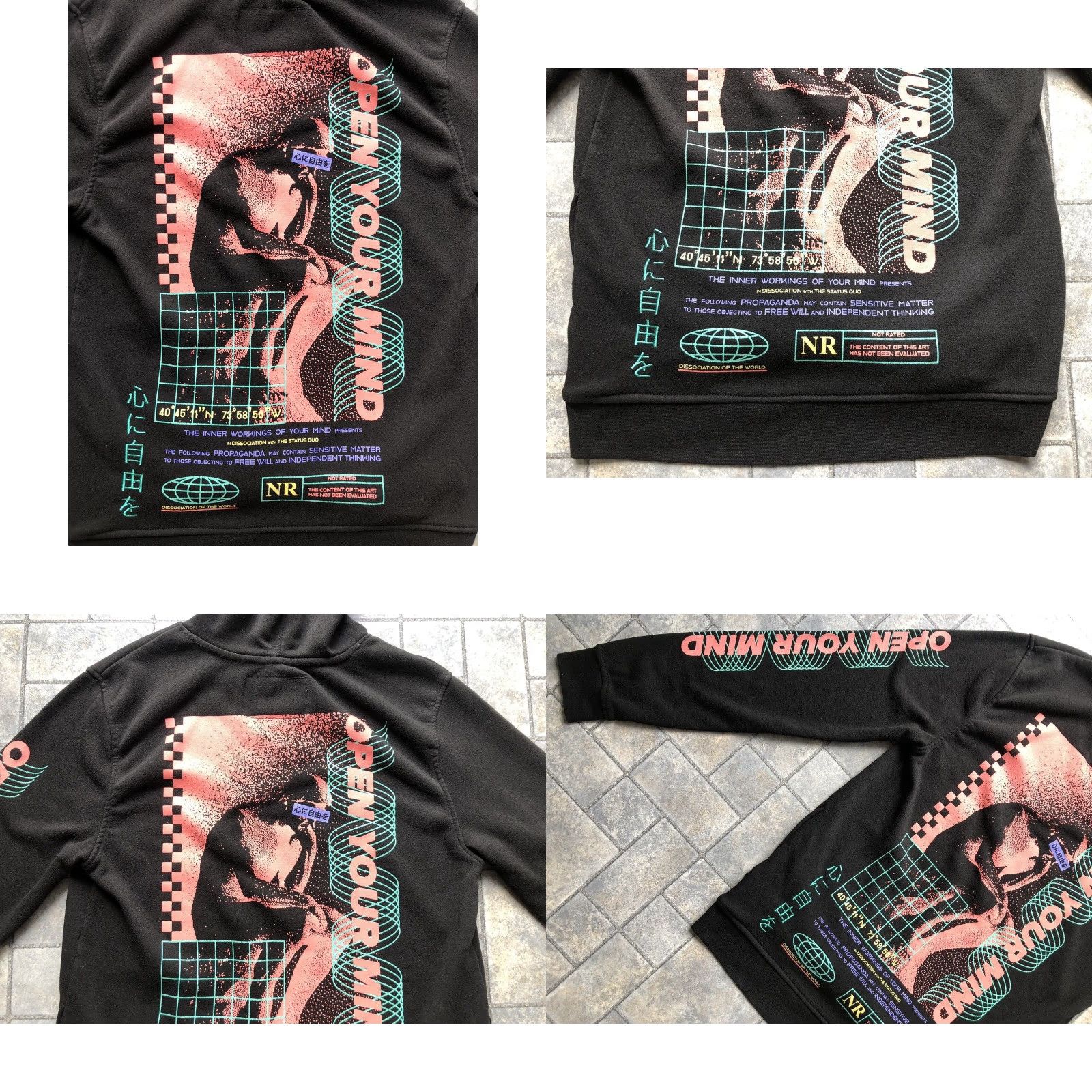 Vintage VINTAGE Brooklyn Mens Pullover Hoodie Black Size S Open Your Mind The Thinker Graphic Print Hipster Designer Grunge Hip Hop Walking Hiking Shirt? Size US S / EU 44-46 / 1 - 8 Thumbnail