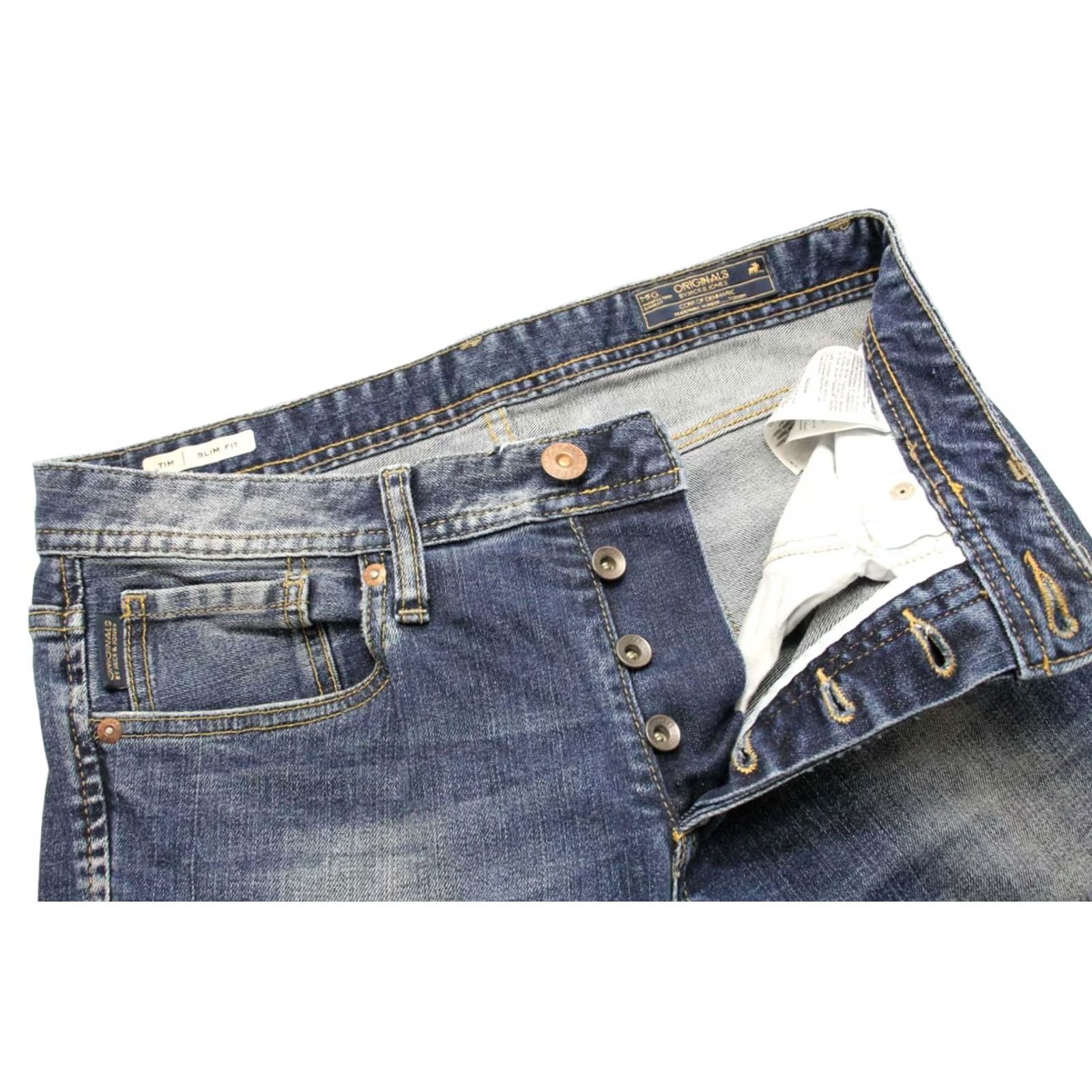 Jack & Jones JACK & JONES Tim Slim Fit Jeans Men's W30/L34 Blue Whiskers Faded Button Fly Denim Size US 30 / EU 46 - 4 Thumbnail