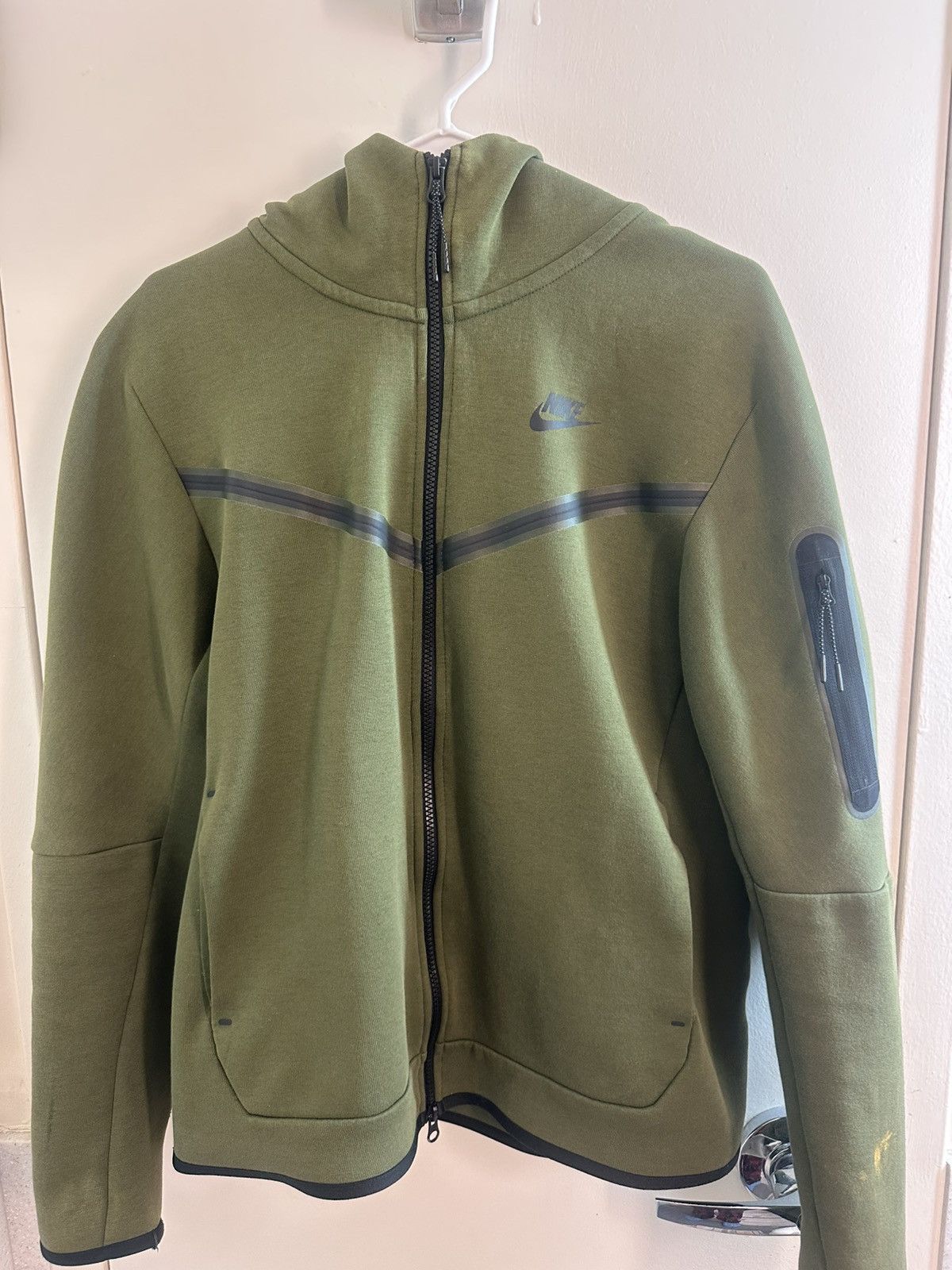Nike Olive Nike Tech Zip Up Hoodie Size US M / EU 48-50 / 2 - 1 Thumbnail