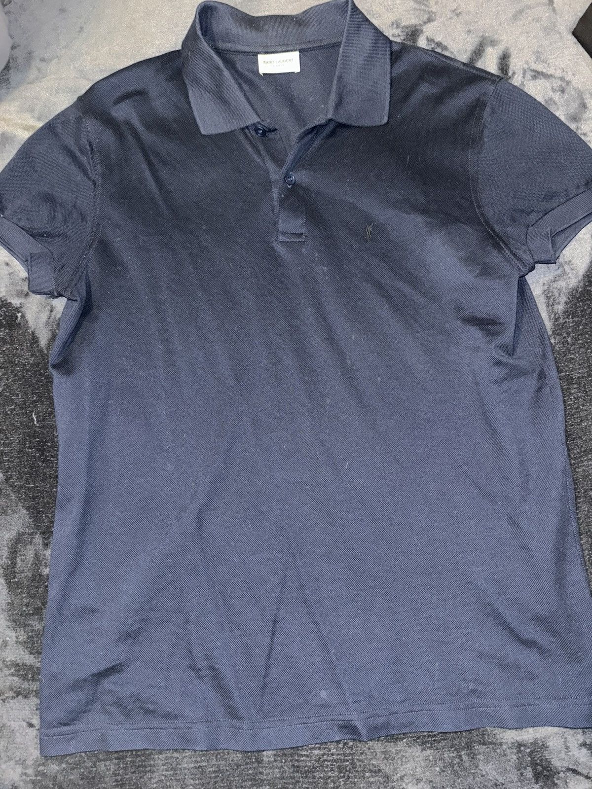 image of Saint Laurent Paris Saint Laurent Polo in Blue, Men's (Size Medium)