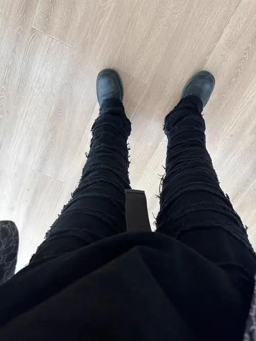 Designer × Vintage punk damaged flared ripped jeans Size US 34 / EU 50 - 2 Thumbnail