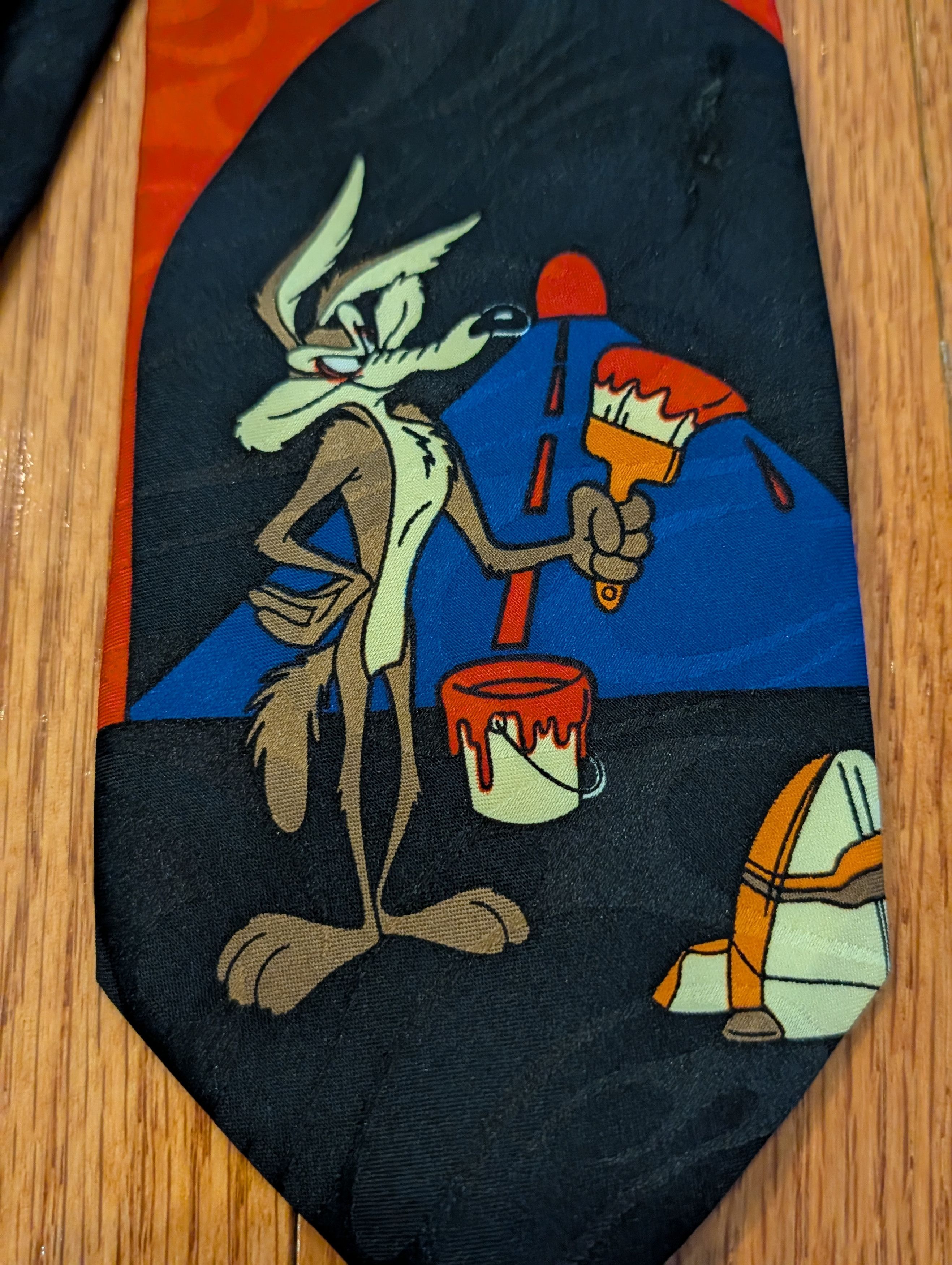 Cartoon Network Looney Tunes Wile E Coyote Road Runner Tie Made USA 1994 VTG Size ONE SIZE - 2 Thumbnail