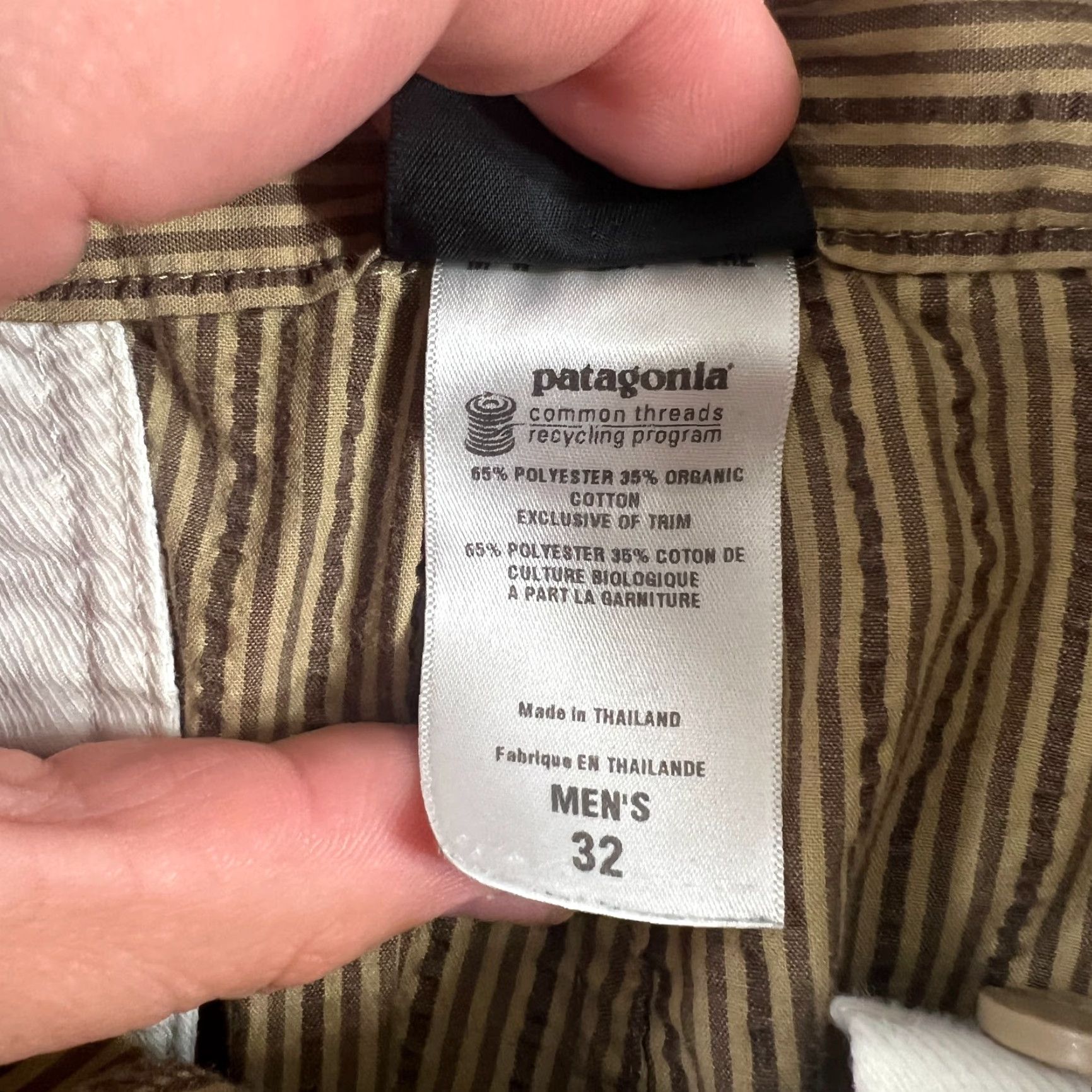 Patagonia Patagonia Shorts Mens 32 Organic Cotton Seersucker Outdoor Stripe Bermuda Pockets Size US 32 / EU 48 - 6 Thumbnail