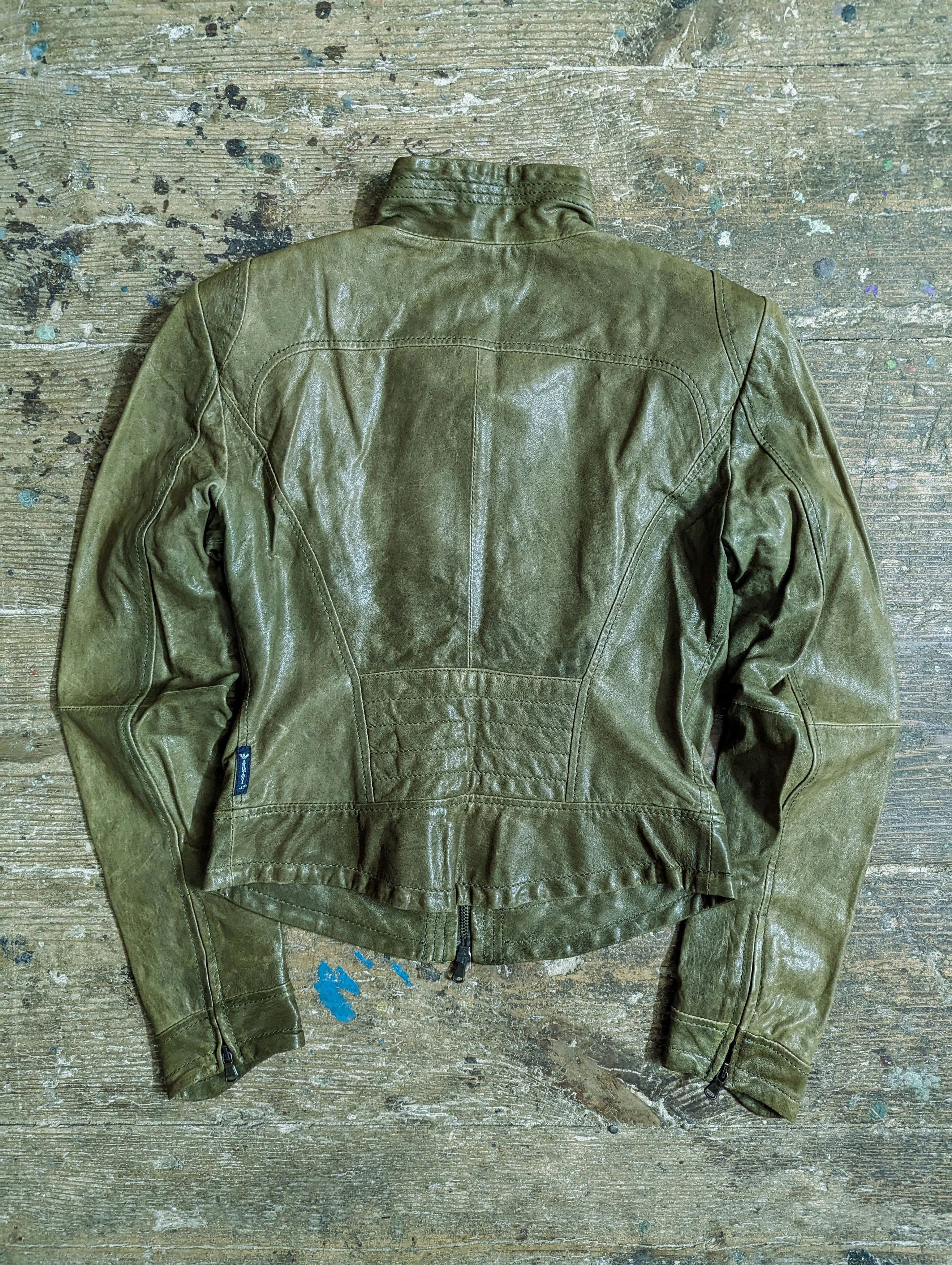 Armani 00s Armani Jeans Details Stitching Leather Jacket Size S / US 4 / IT 40 - 10 Thumbnail