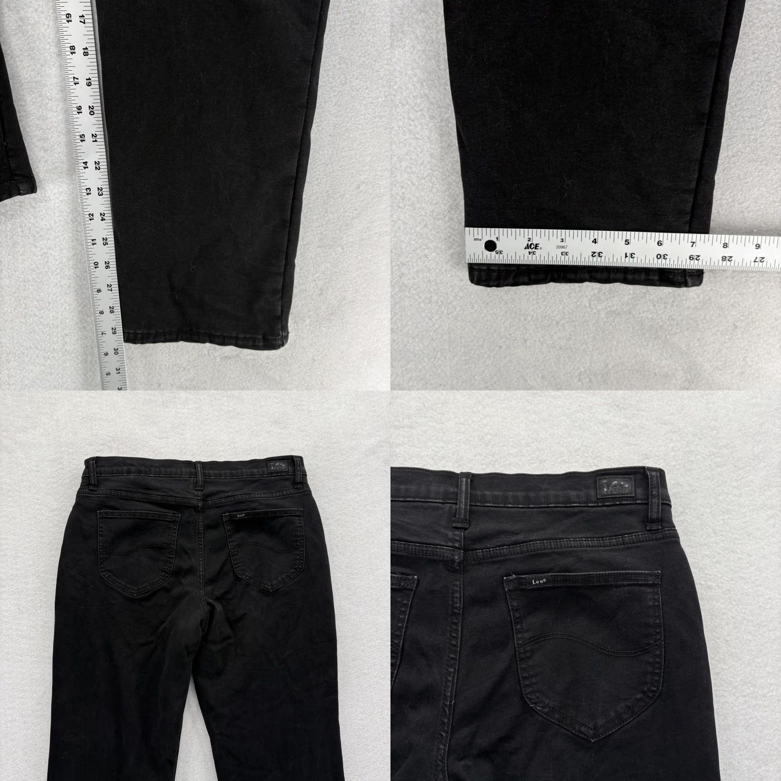 Lee Lee Jeans Womens 10 Black Relaxed Fit Straight Leg Mid Rise Fleece Lined Denim Size 32" / US 10 / IT 46 - 8 Thumbnail