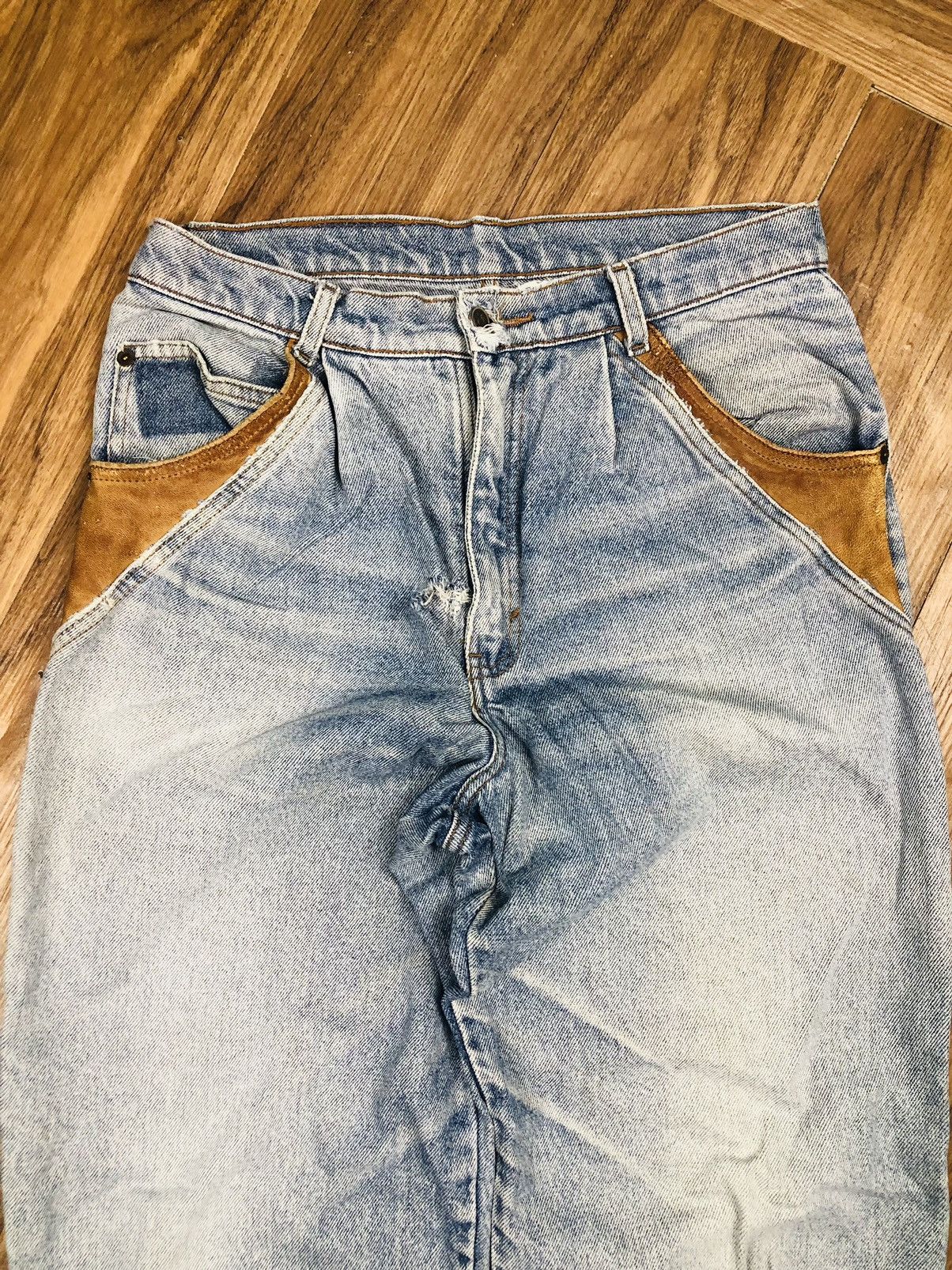 Beauty Beast Vintage AMERICAN COLT Jeans 90s - Suede Trim USA (40) Size US 30 / EU 46 - 3 Thumbnail