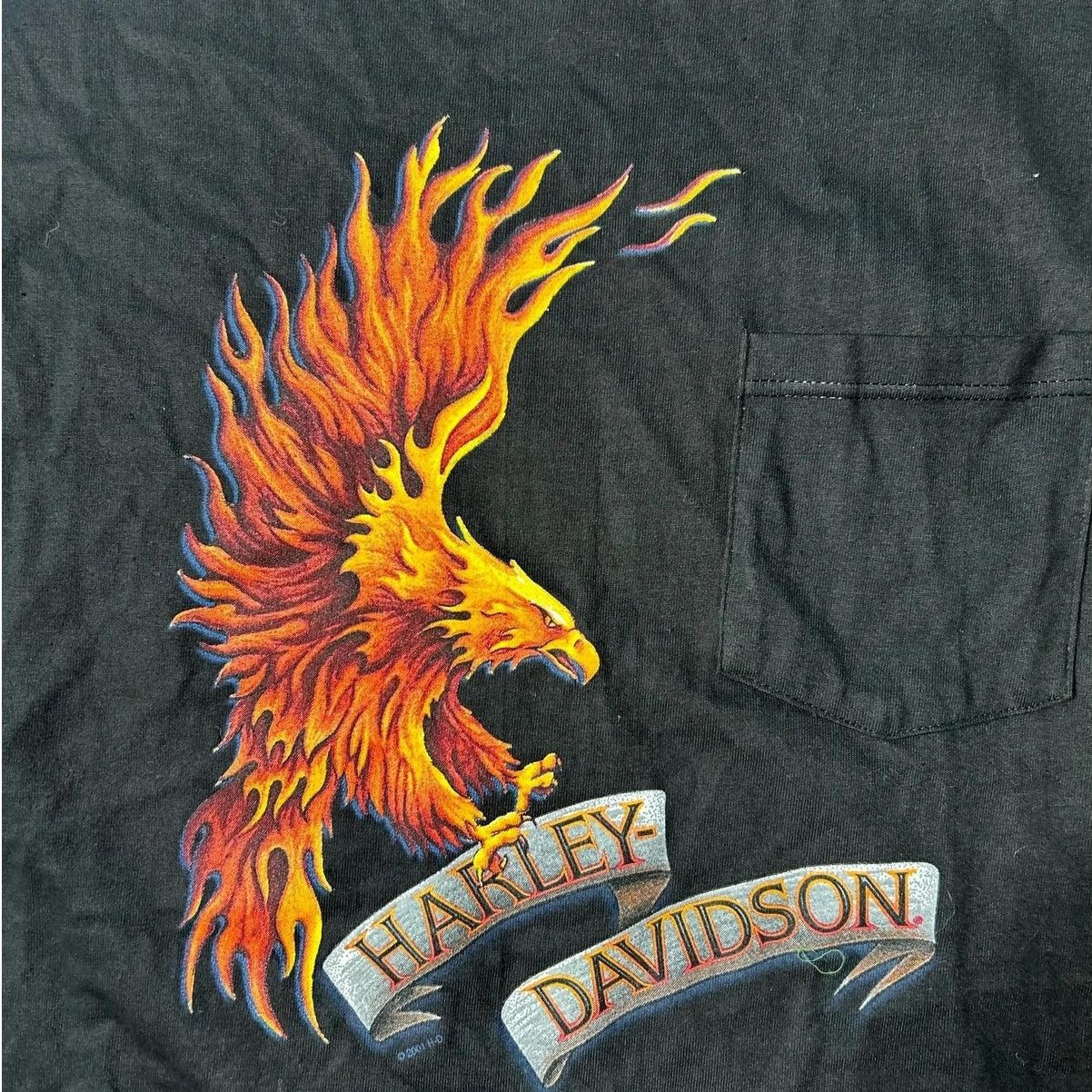 Harley Davidson Vintage Harley Davidson Flaming Eagle Black Pocket Tee -XL Size US XL / EU 56 / 4 - 2 Thumbnail