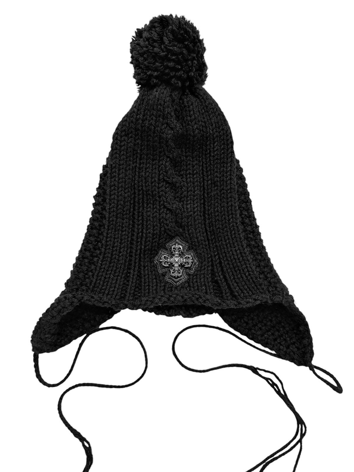 Chrome Hearts RARE Filigree 3rd Eye Silver Cross Patch Pom Beanie Size ONE SIZE - 1 Thumbnail